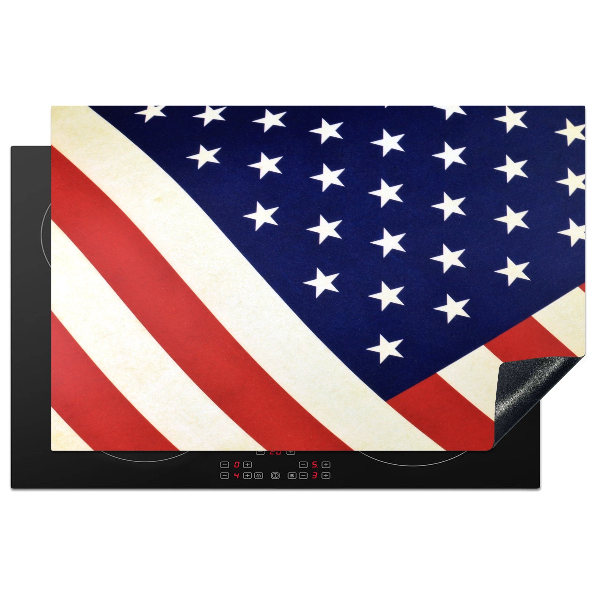MuchoWow Herdblende-/Abdeckplatte Teil der Flagge der Vereinigten Staaten, Vinyl, (1 tlg), 81x52 cm, Induktionskochfeld Schutz für die küche, Ceranfeldabdeckung | Herdabdeckplatten