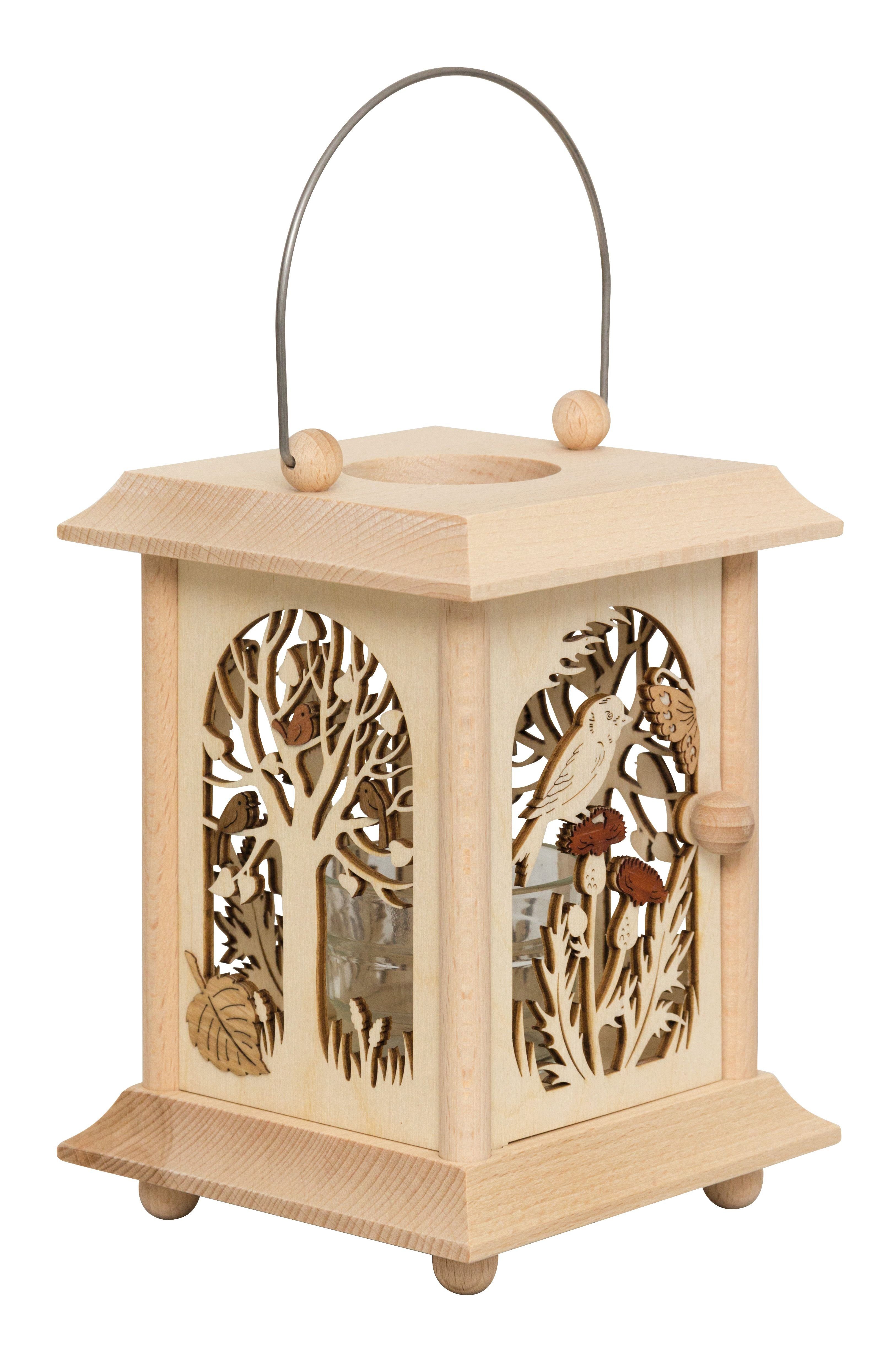 hochwertige in aus Baum-Motiv, Kerzenlaterne Made Tischlaterne Kuhnert Holz, Germany 27053,