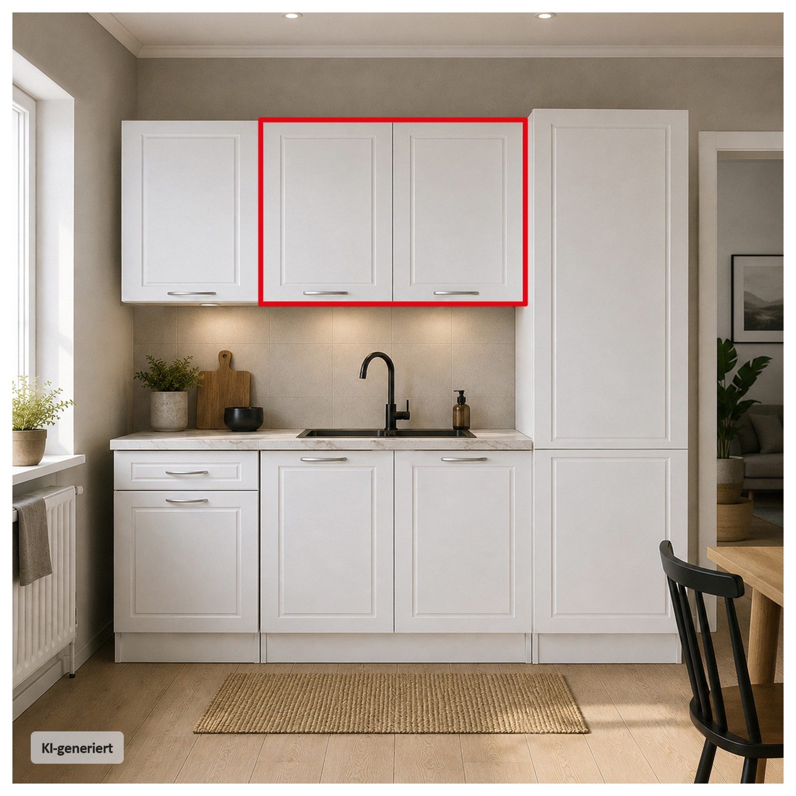 HTI-Living Hängeschrank Küchenhängeschrank Jenna Country Weiß 80 cm (1 Stück, 1-St., 1 Küchenhängeschrank) Modular erweiterbar, Landhausstil, 2 Schrankfächer