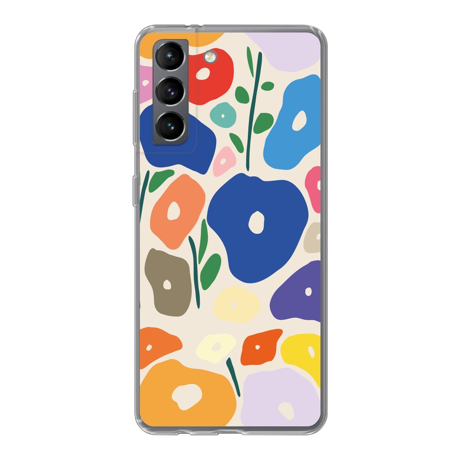 MuchoWow Handyhülle für Samsung Galaxy S21 Blume - Abstrakt - Blätter, Phone Case, Silikon, Schutzhülle Dünn