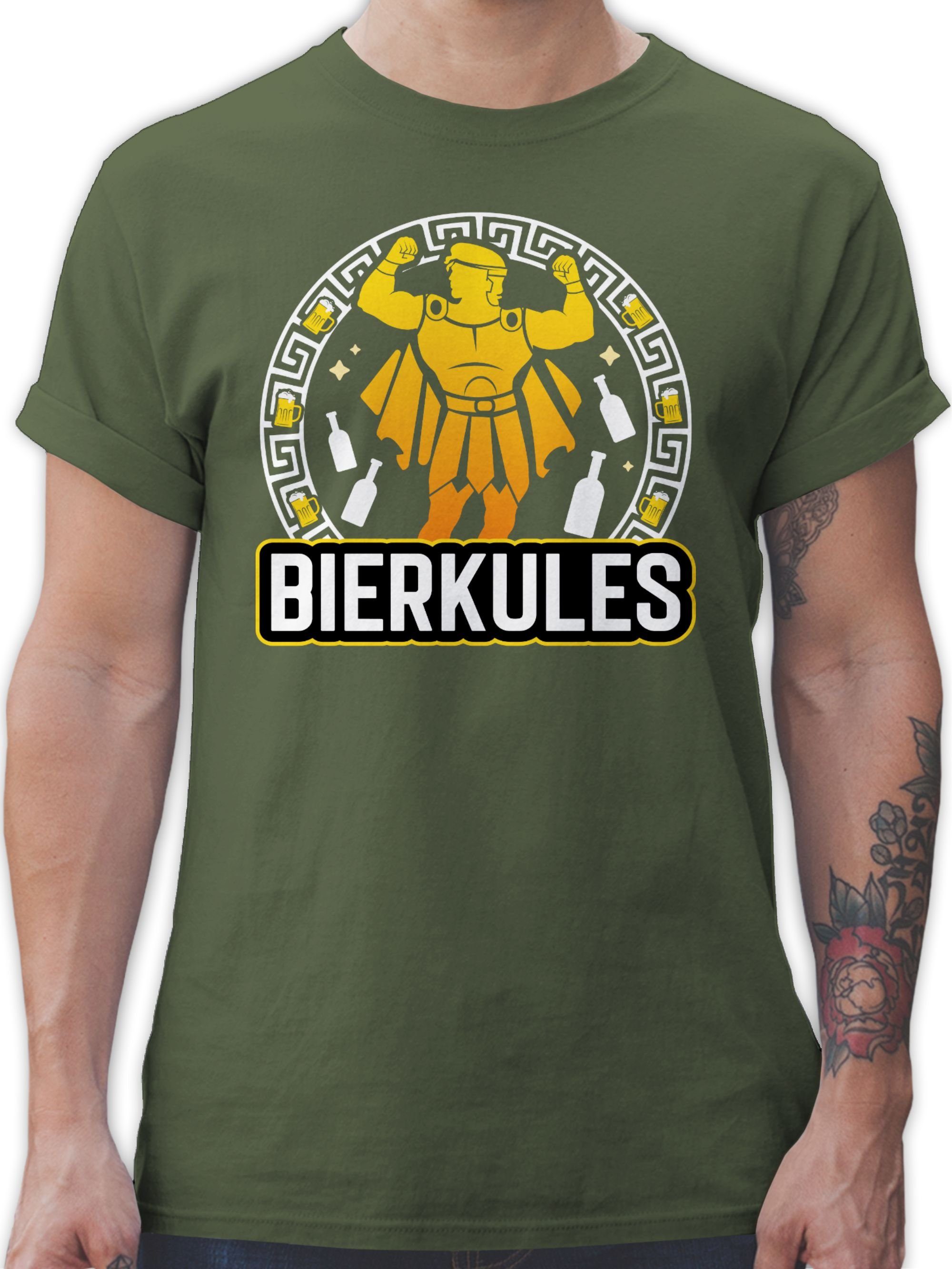 Shirtracer T-Shirt Bierkules - weiss Party & Alkohol Herren 2 Army Grün