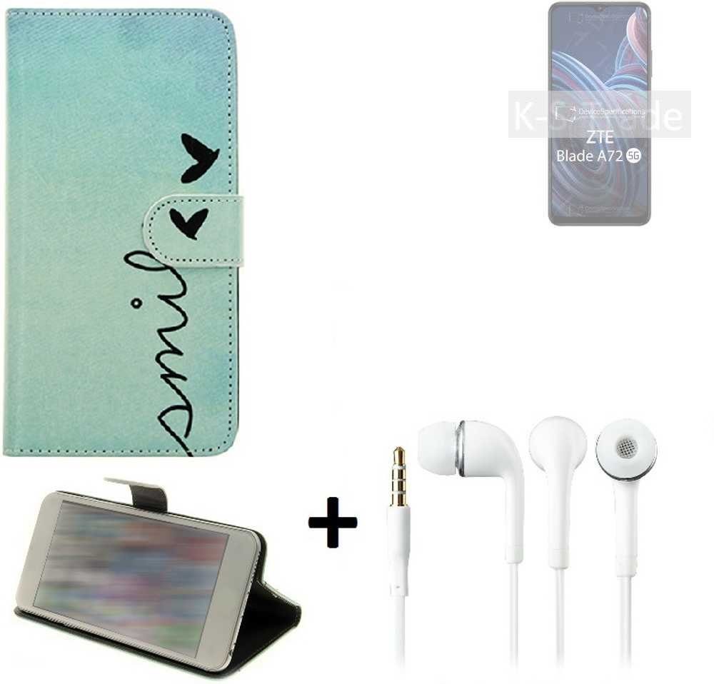 K-S-Trade Handyhülle für ZTE Blade A72 5G, Schutz Hülle Handy Hülle 360° Wallet Case Schutz Hülle