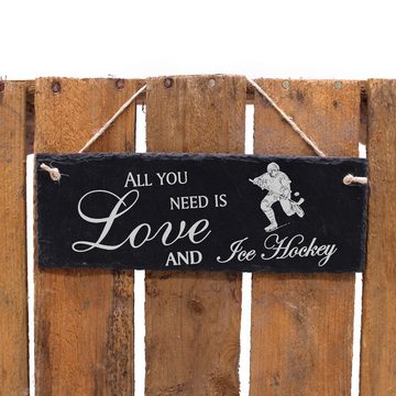 Dekolando Hängedekoration Eishockey 22x8cm All you need is Love and Ice Hockey