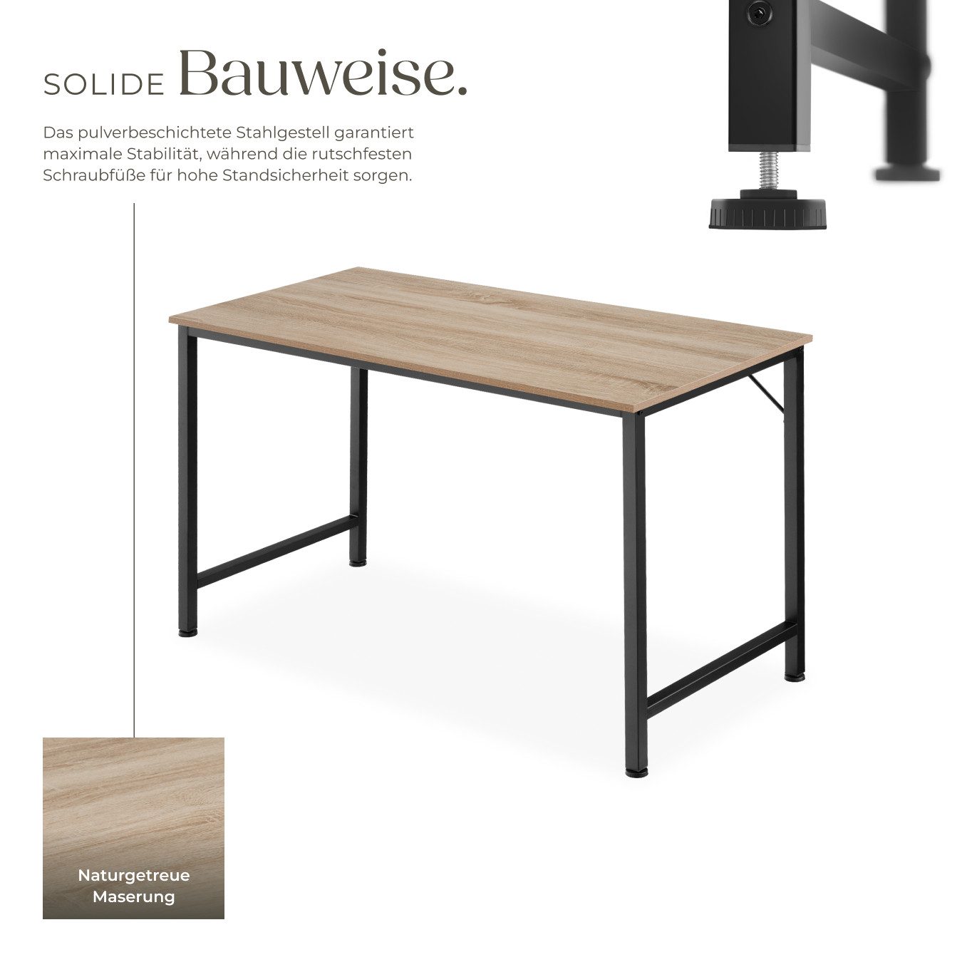 tectake Schreibtisch Jenkins (1-St., 1 tlg), Geradliniger Schreibtisch im minimalistischen Industrie-Stil