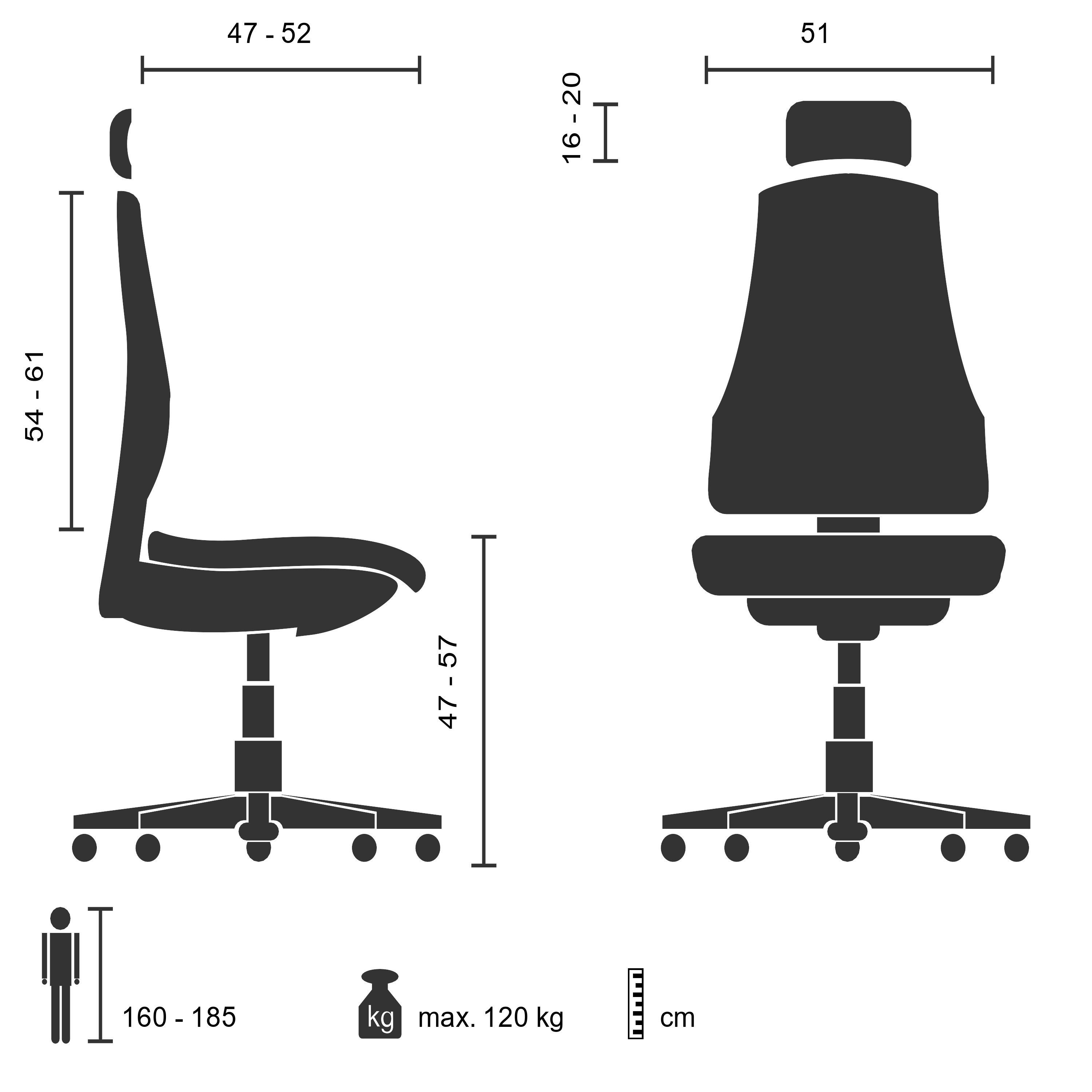 Drehstuhl OFFICE ENJOY (1 I Stoff/Netzstoff St), ergonomisch hjh Schreibtischstuhl Profi Bürostuhl