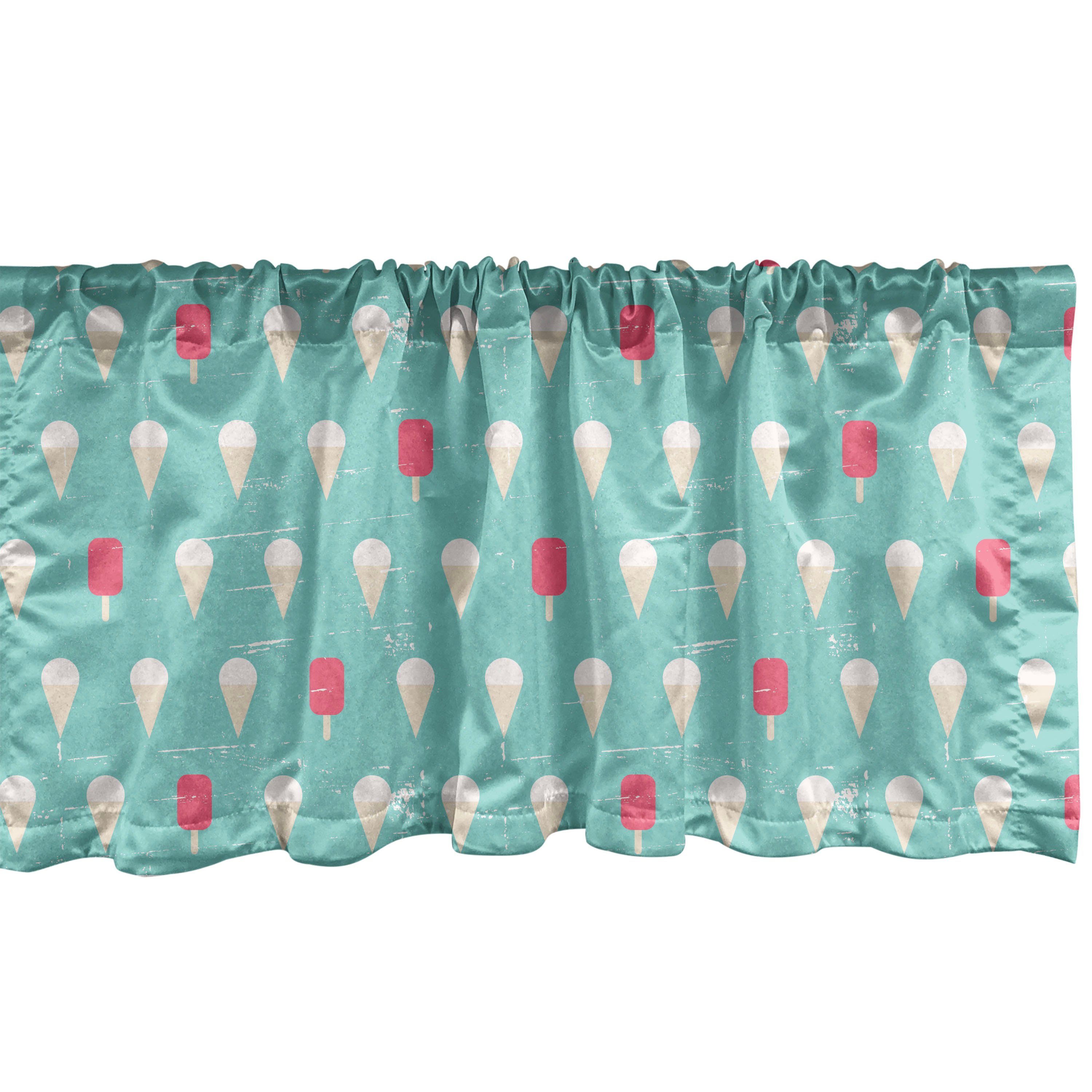 Scheibengardine Vorhang Volant für Küche Schlafzimmer Dekor mit Stangentasche, Abakuhaus, Microfaser, Eis Grunge Ice Cone Flavor