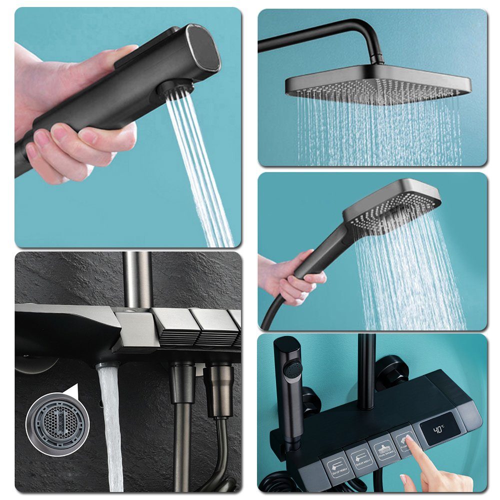 XERSEK Brausegarnitur Duschsystem mit Armatur 4-Funktions-Badezimmer-Duschs günstig online kaufen