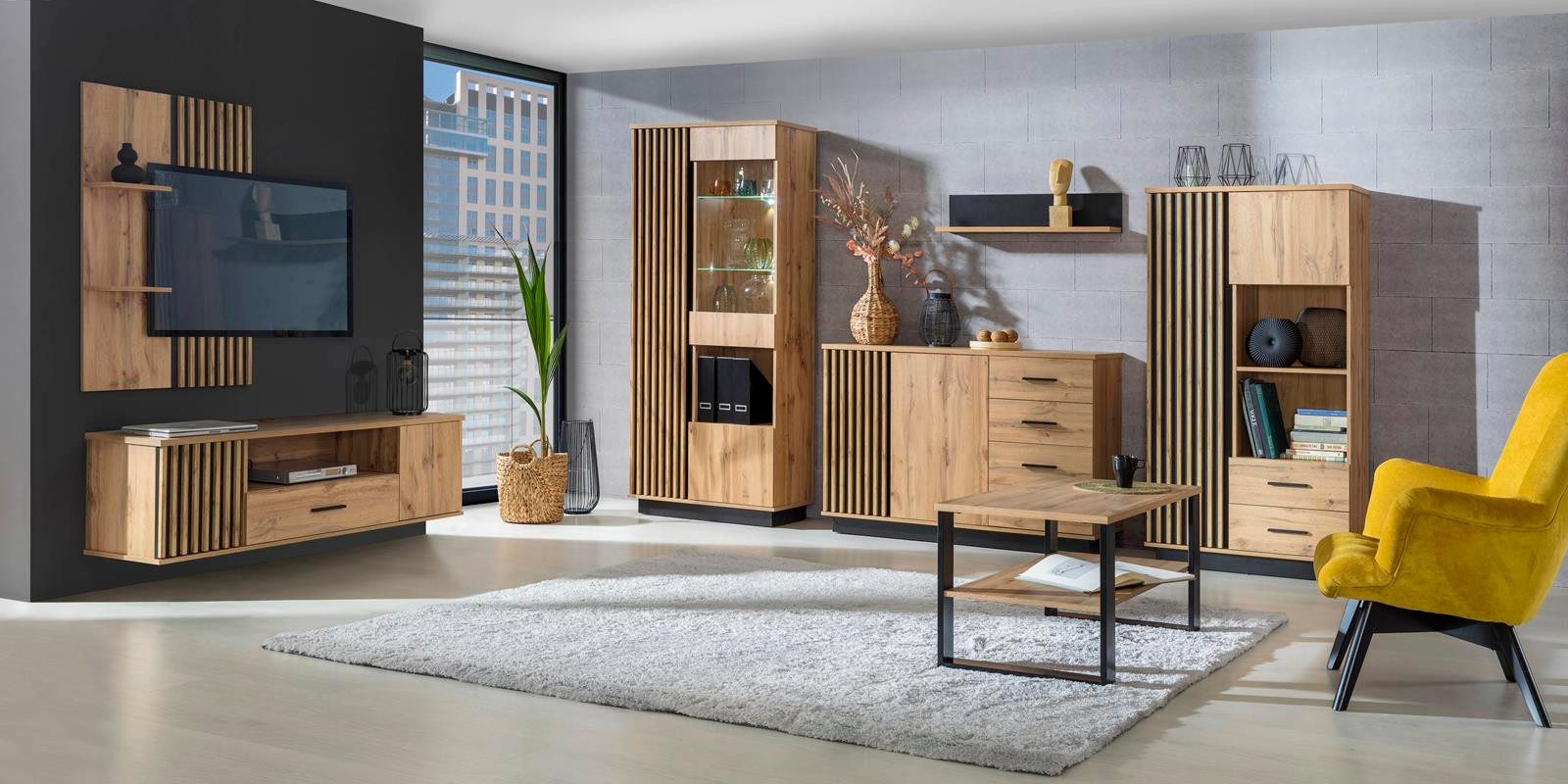 Compleo Hochkommode 2 Türen und 1 Schublade PUCCI Höhe 162 cm, Modern design – Bild 2 von 4