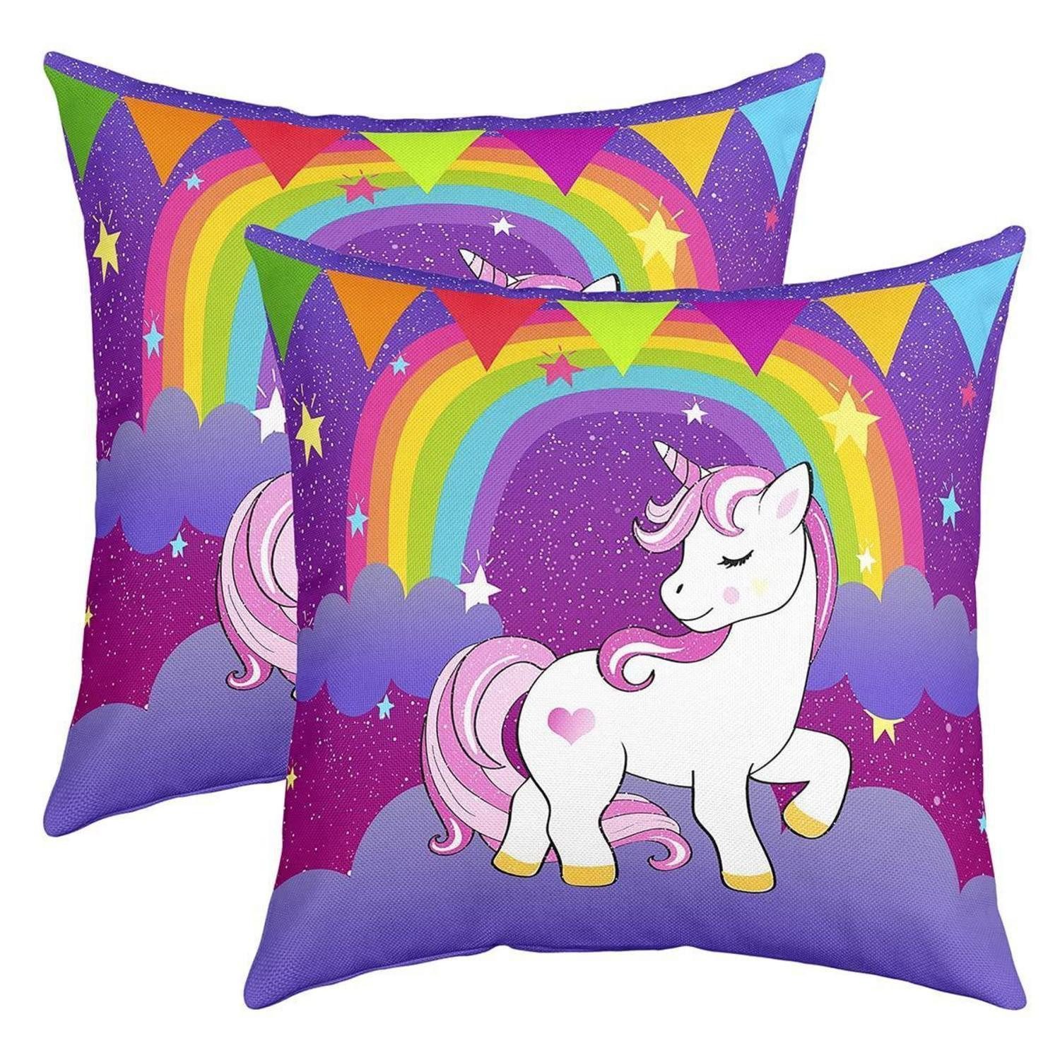 LuxusKollektion Kissenbezüge Kissenbezug 50x50cm Einhorn 4er Set