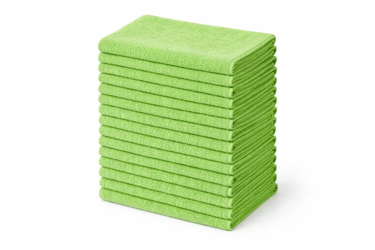 BAYLI 200er Set Mikrofasertücher 38x38 cm 210g/m² Trockentuch - Farbe Grün Reinigungstuch