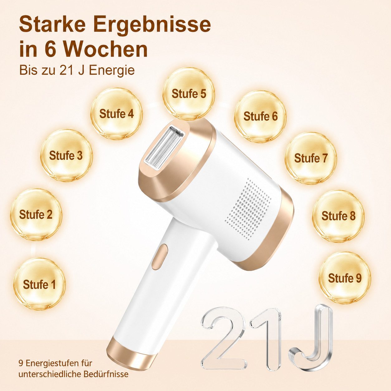 Tekoo HPL-Haarentferner IPL-Haarentferner mit 990.000 Lichtimpulsen für Zuhause, IPL-Haarentfernungsgerät mit Netzadapter und Schutzbrille, 990.000 Lichtimpulse, 0,3 cm² Fenster, 510–1200 nm