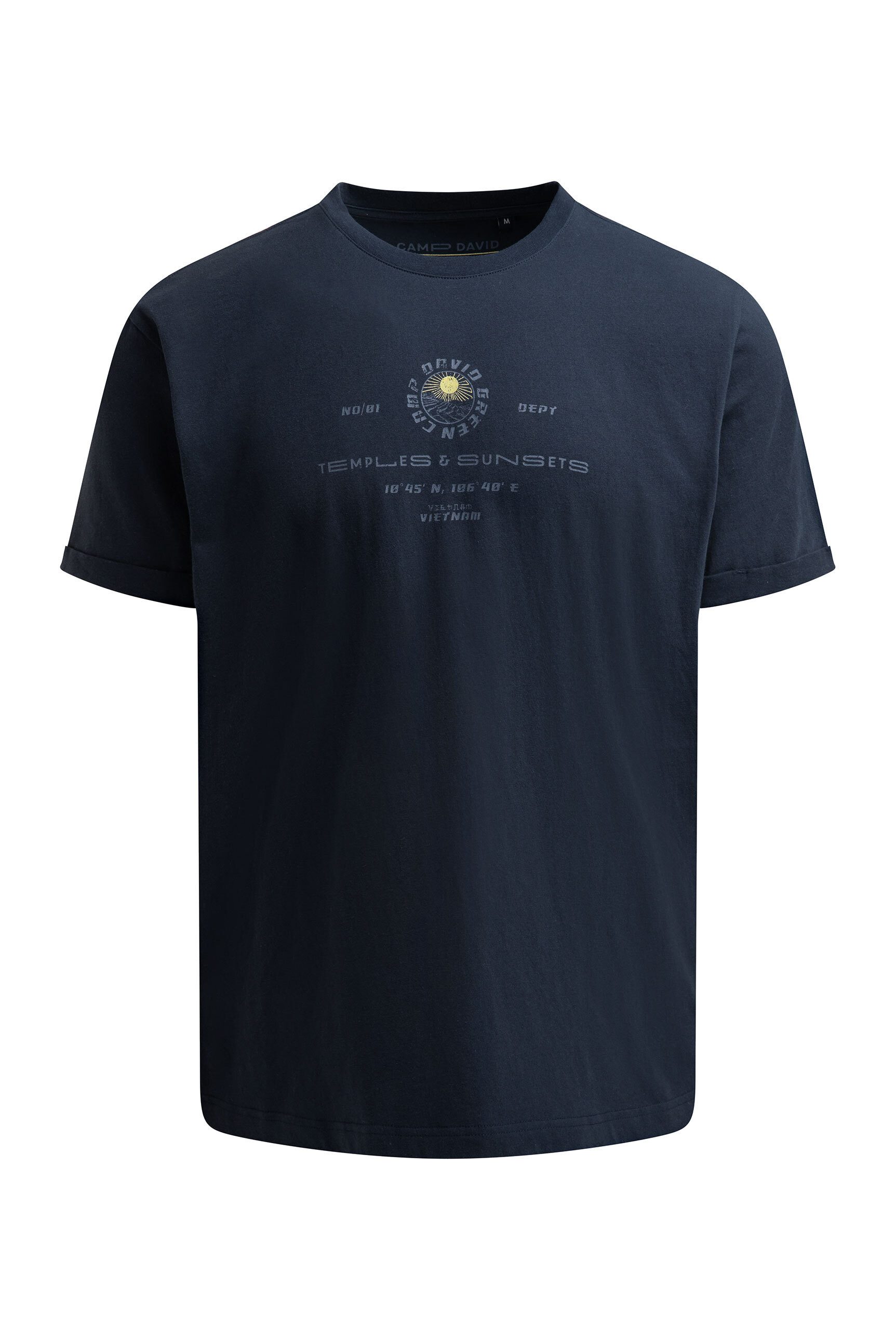 CAMP DAVID Rundhalsshirt mit fixierten Turn-Up-Ärmeln
