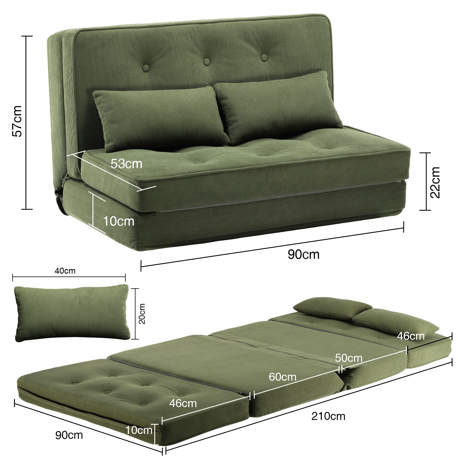 COMHOMA Kindersofa Schlafsofa Bodensofa Klappbar Bodensessel mit Schlaffunktion bettsofa – Bild 4 von 5