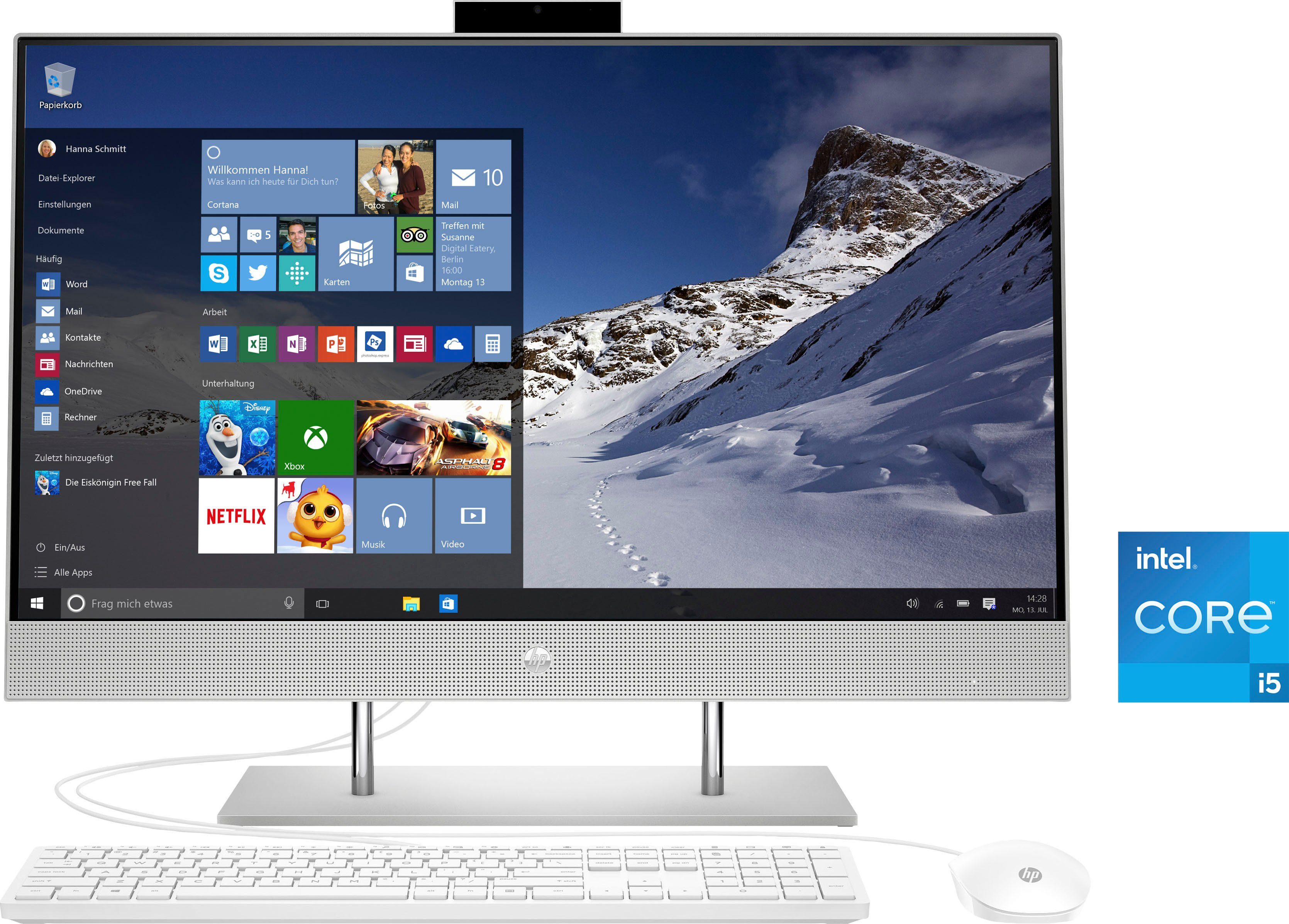 HP 27-dp1004ng All-in-One PC (27 Zoll, Intel Core i5, Iris® Xe Graphics, 8  GB RAM, 512 GB SSD, Luftkühlung)
