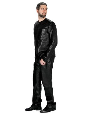 Fetish-Design Langarmhemd Lederhemd Carlos Hemd Herren Schwarz Echtes Leder