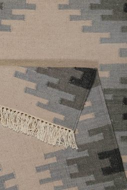 Teppich Belle, Green Looop, Höhe: 5 mm, Wollteppich, Kelim, handgewebt, Orient Look, mit Fransen