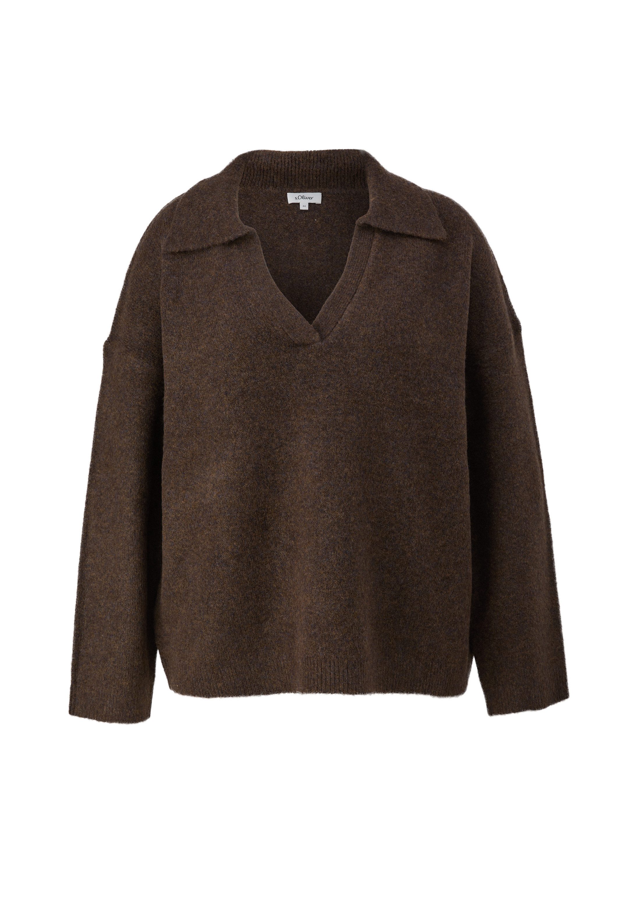 s.Oliver Longpullover Strickpullover Weicher Polostrickpullover im Relaxed Fit