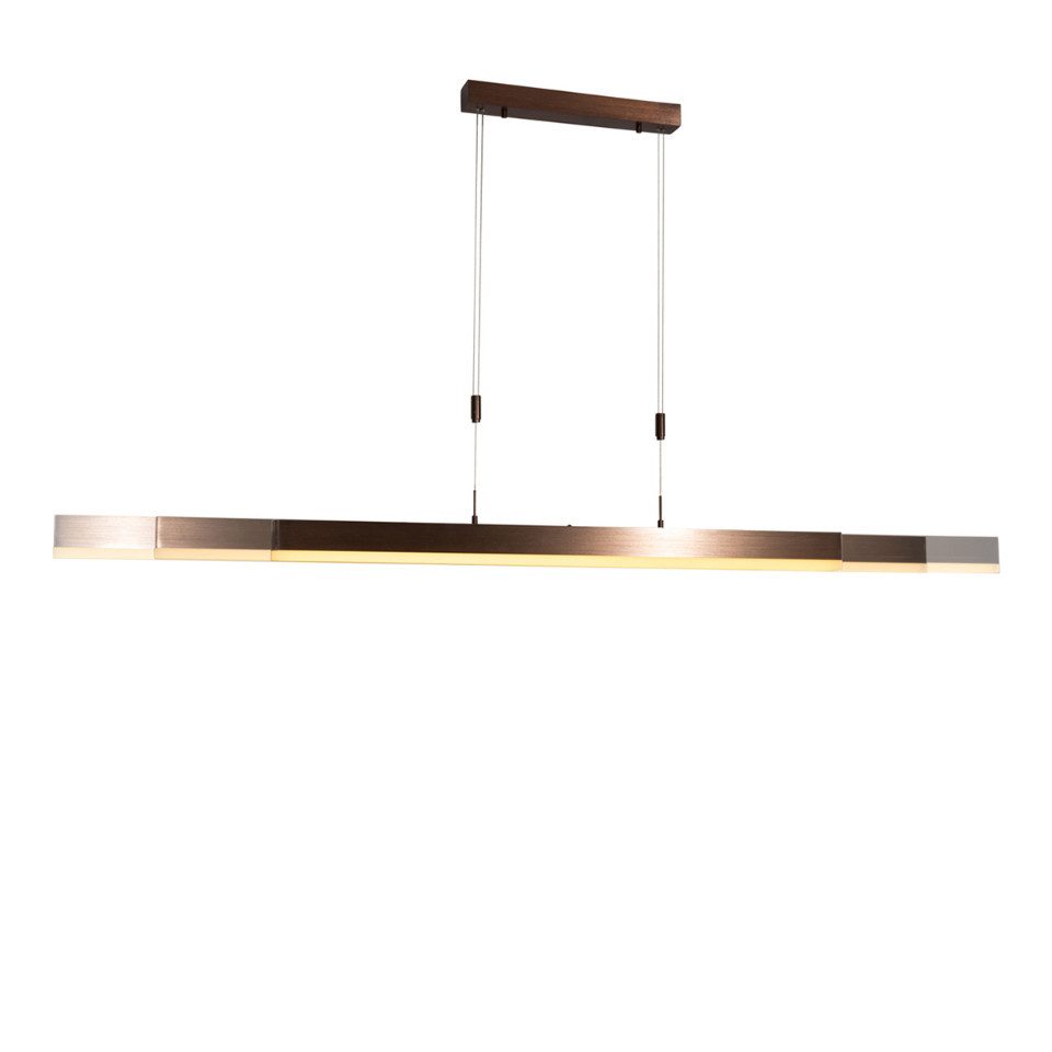 Qazqa Pendelleuchte Lamba, Dimmbar, LED fest integriert, Extra-Warmweiß, QAZQA Hängeleuchte, integrated, Bronze, Aluminium, Modern