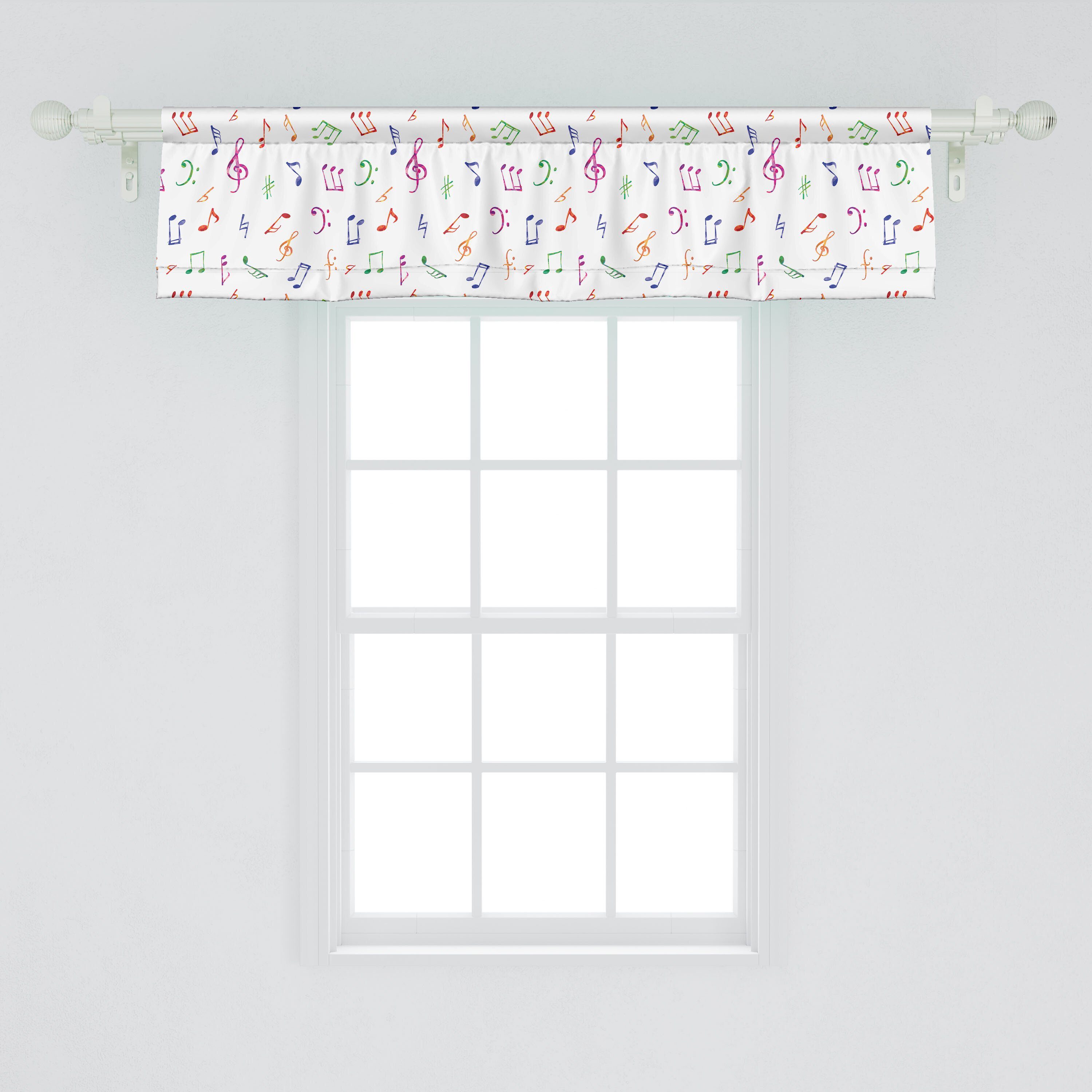 Scheibengardine Vorhang Volant Abakuhaus, für Kunstwerk Microfaser, Schlafzimmer Aquarell Dekor Musik Sonic Küche Stangentasche, mit