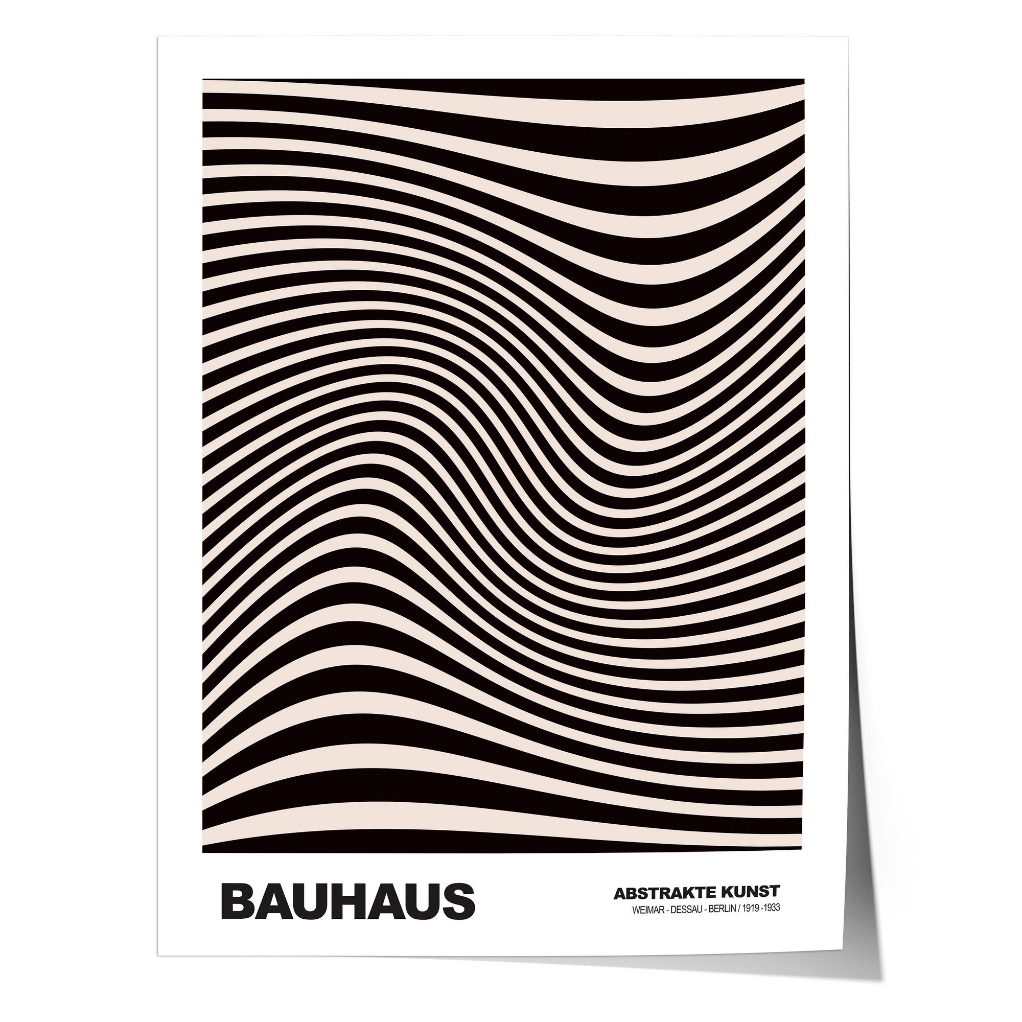 JUSTGOODMOOD Poster Bauhaus Abstrakte Kunst · Organisches Linienmuster in Schwarz Beige, (1 St), verschiedene Größen wählbar