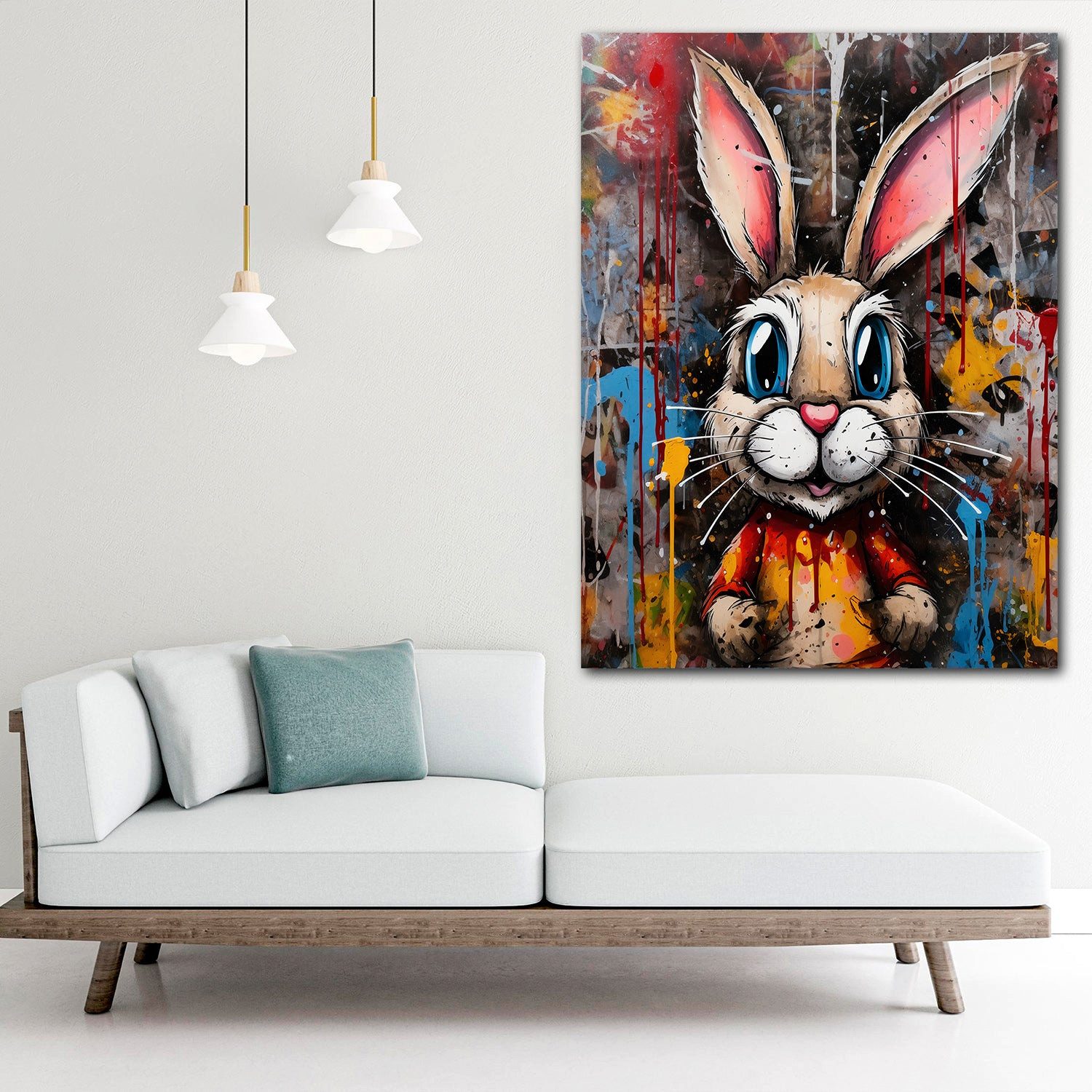 Artedinoi Leinwandbild Hase Pop Art Leinwandbild Wandbild Kunstdruck XXL Deko abstrakt, Hase, abstrakt