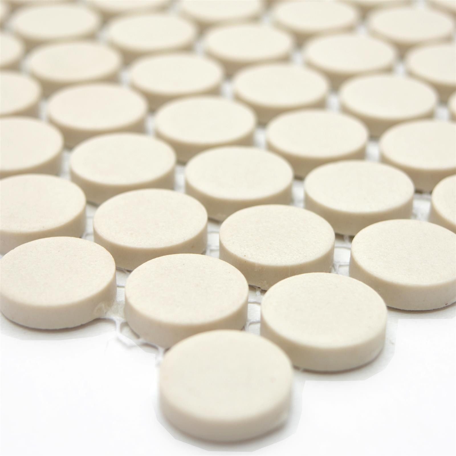 Mosafil Mosaikfliesen Keramik Mosaikfliesen Knopf Radoslov Unglasiert, Keramik 31.500x29.400, hellbeige, Verlegefertig auf ein Netz geklebt - Frostsicher - Wasserfest