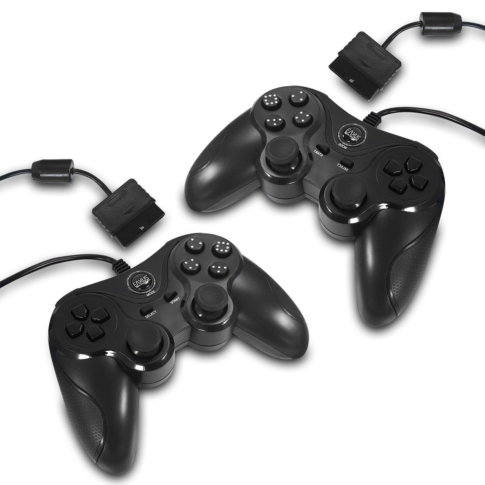 EAXUS Controller für PS2 & PS1 PlayStation Controller (2 St., Antirutsch-Oberfläche, DoubleShock, optional mit Verlängerungskabel)