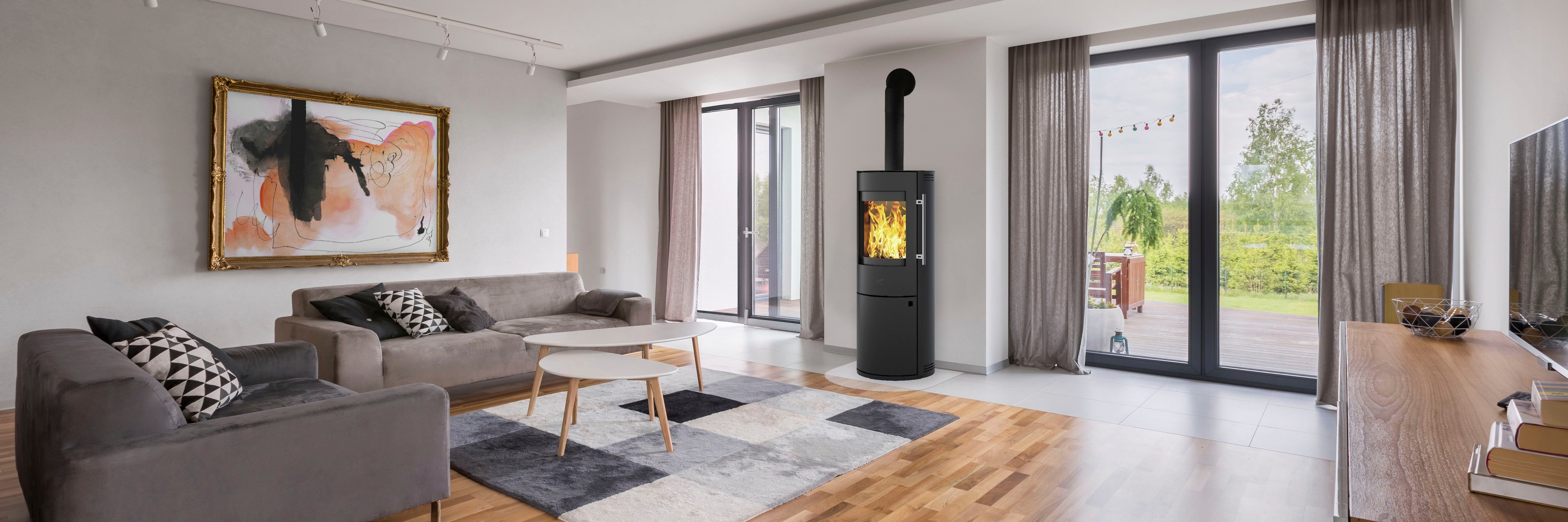 Kleining Kaminofen »LUGANO«, 6 kW, Dauerbrand, schwarz, revolutionäre Türverschlussautomatik