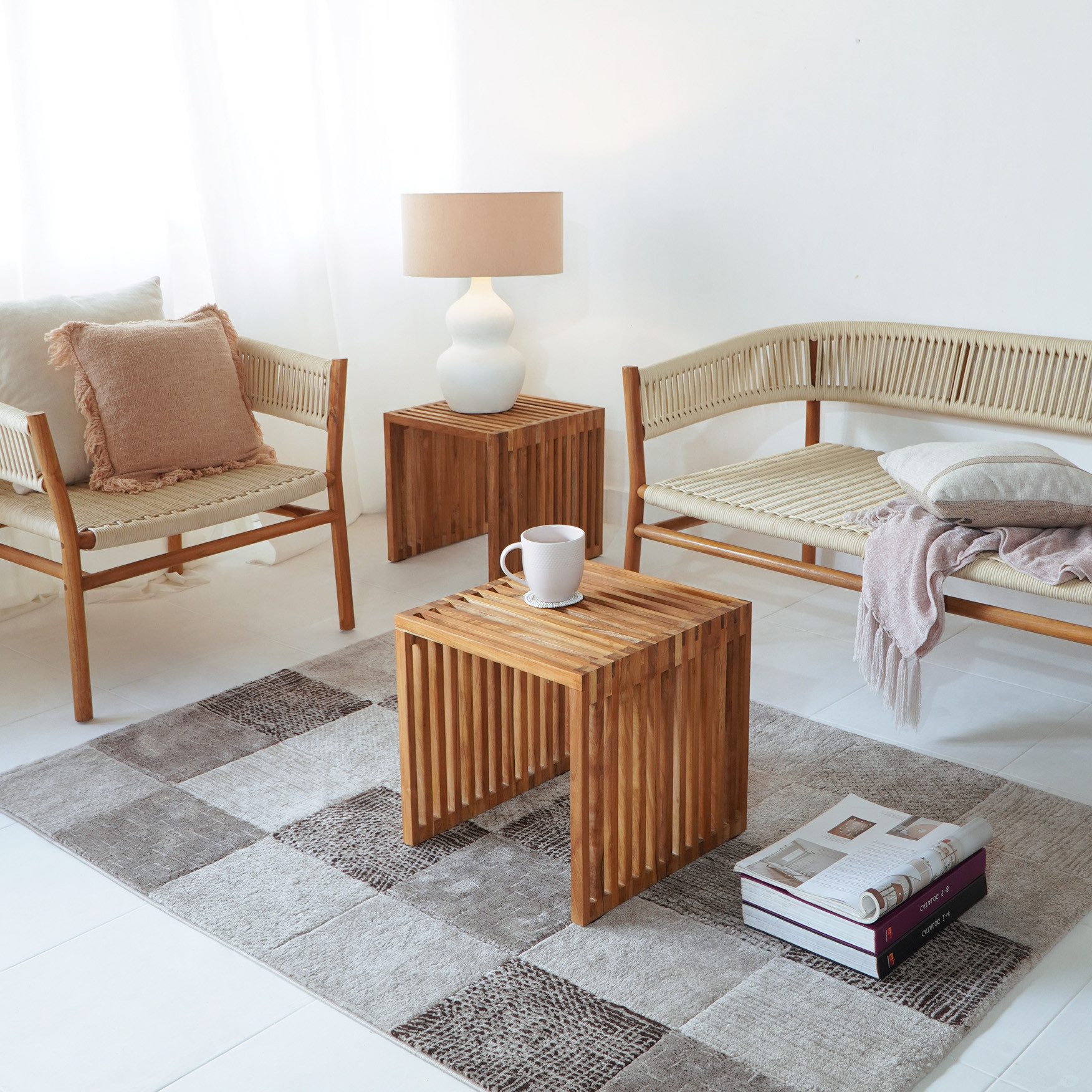 More2Home Beistelltisch LINEA, Teak massiv, 40 x 40 cm