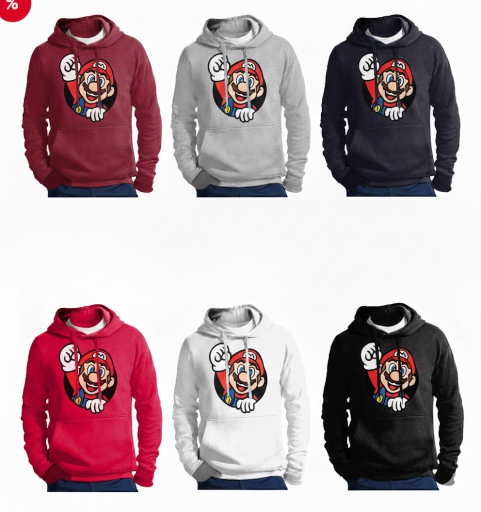 Blondie & Brownie Hoodie Herren Super Mario Faust Nerd Konsole Gaming Spiel Retro Herren Super Mario Hoodie mit Faust Frontdruck Retro Gaming Nerd