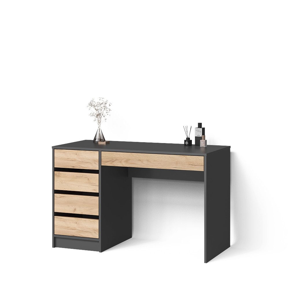 Livinity® Schminktisch Imola, Anthrazit/Goldkraft Eiche, ohne Spiegel (1-St)