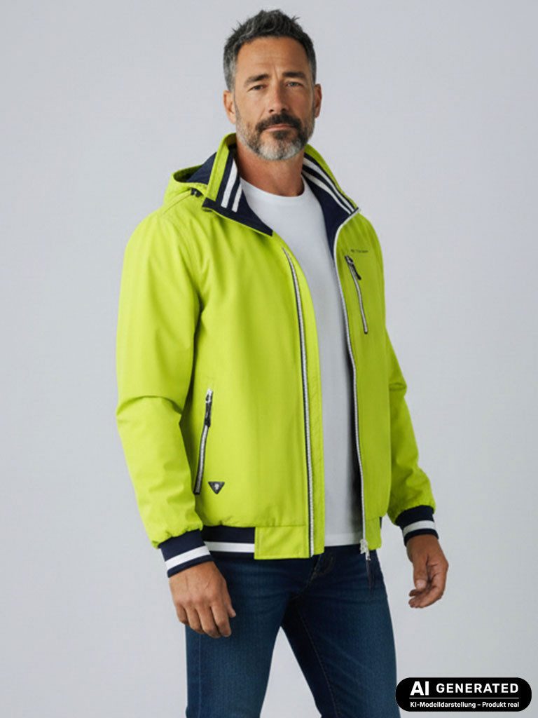 Dry Fashion Funktionsjacke Hamburg Herren Funktions-Blouson Innenfutter - Übergangsjacke Outdoor Atmungsaktiv, Wind- & wasserabweisend, 2-Wege-Reißverschluss, Kapuze