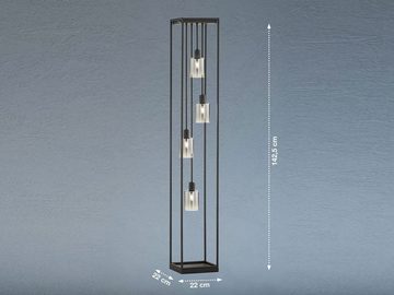 meineWunschleuchte LED Stehlampe, LED wechselbar, Warmweiß, Bodenleuchte Innen 142,5cm mehrflammig Rauchglas Lampenschirme Schwarz