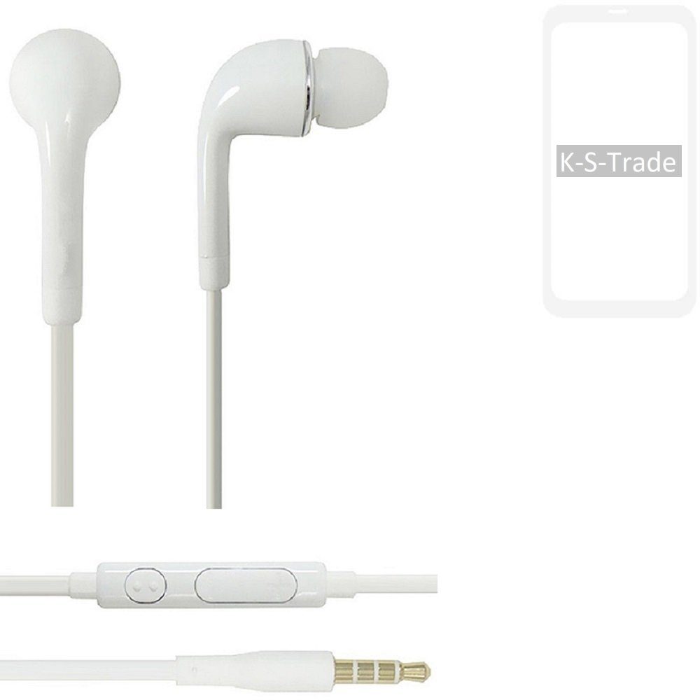 K-S-Trade für LG Electronics G8X THinQ In-Ear-Kopfhörer (Kopfhörer Headset mit Mikrofon u Lautstärkeregler weiß 3,5mm)
