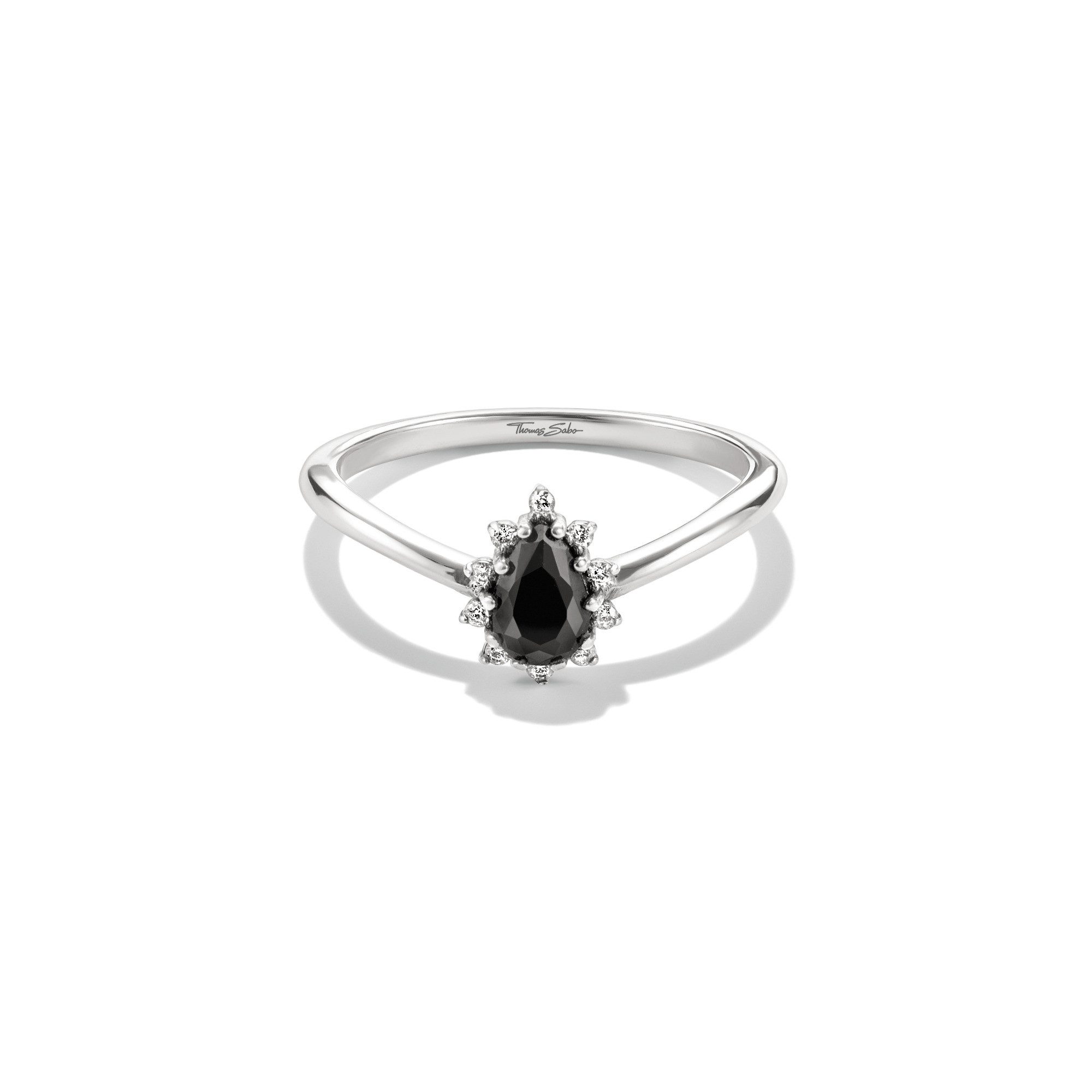 THOMAS SABO Fingerring True Romance Ring mit Schwarzen Tropfen, mit Zirkonia (synth)