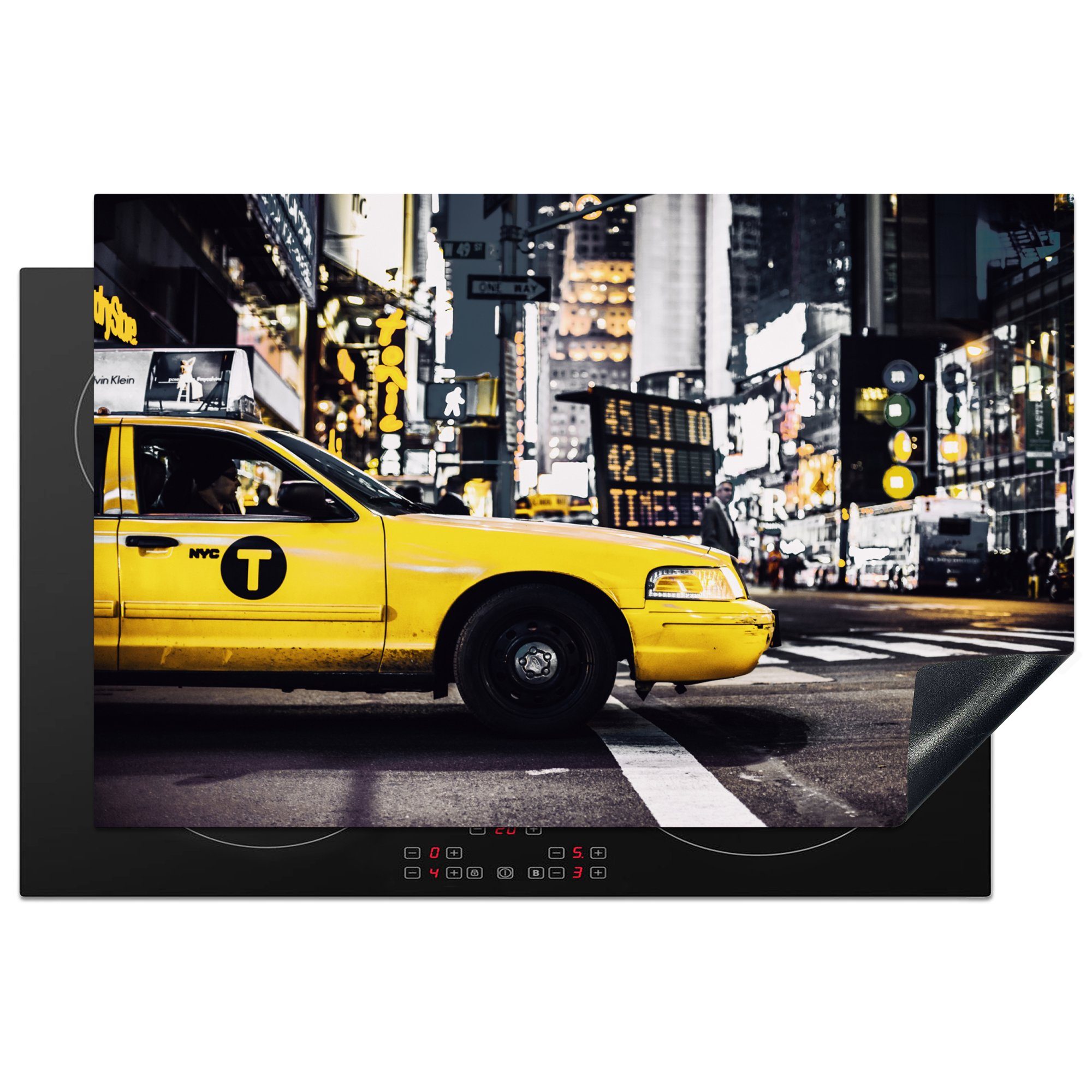 MuchoWow Herdblende-/Abdeckplatte tlg), 81x52 für - Taxi Gelb, Induktionskochfeld die Ceranfeldabdeckung Schutz (1 Vinyl, - cm, küche, New York