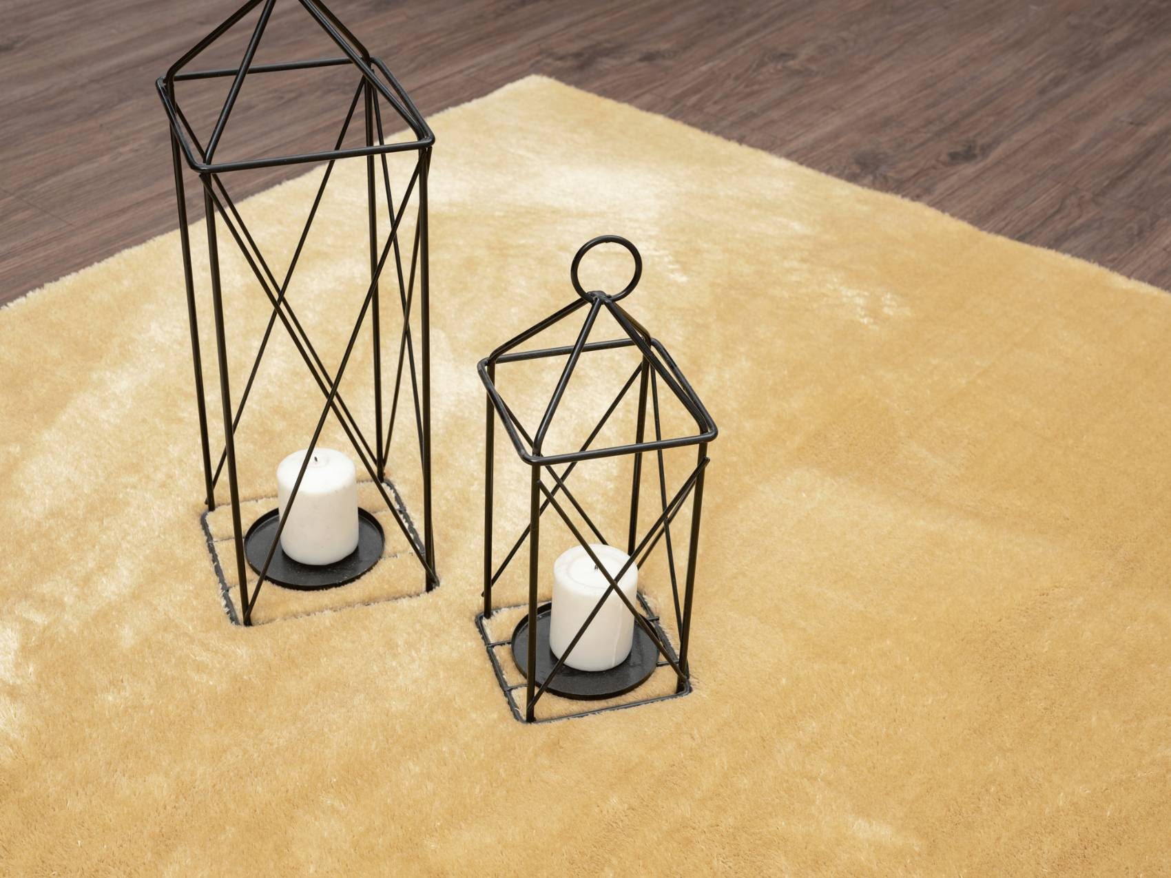 Floornovo Hochflor-Teppich Indoor Teppich Gold versch. Größen - rechteckig für alle Innenräume -, rechteckig, Trocken- und Feuchträume