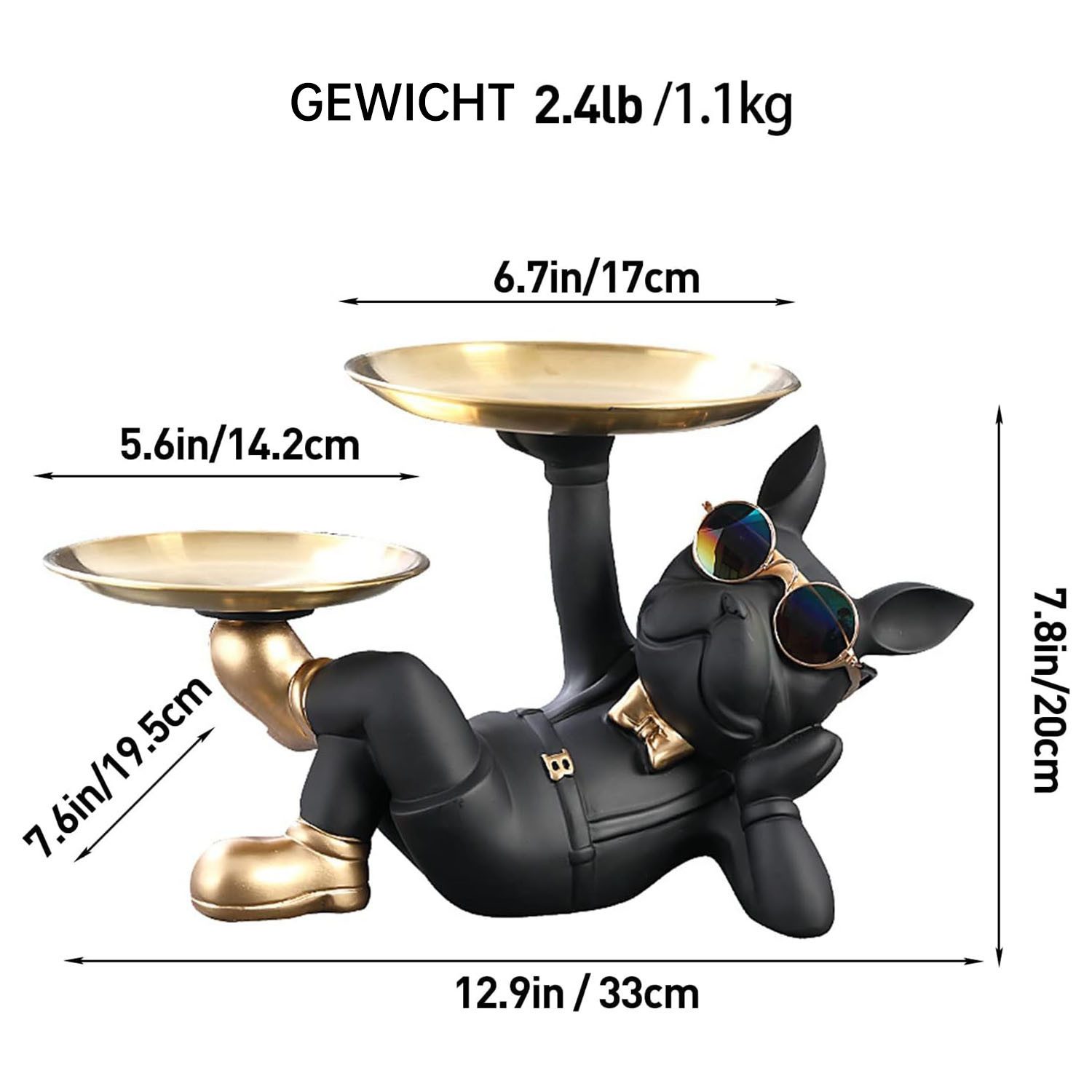 SURFOU Dekoschale Bulldogge Skulptur Deko Schlüssel Ablage Hund mit Tablett günstig online kaufen