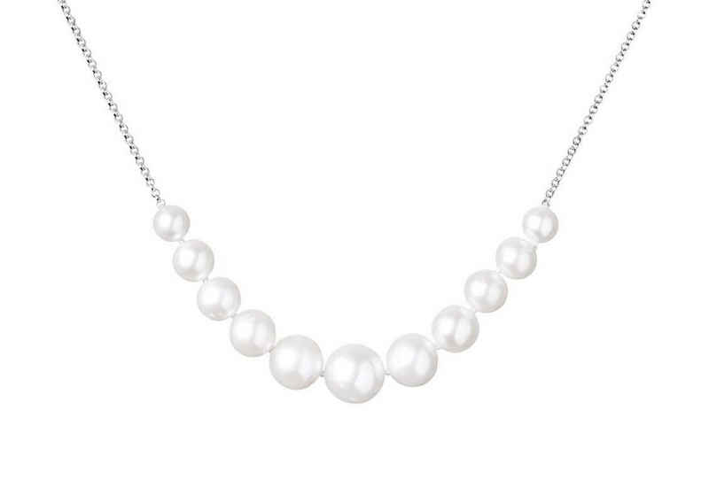 Gaura Pearls Perlenkette Silberkette Perlen 6-11 mm, Länge 36 cm, echte Süßwasserzuchtperlen, 925er rhodiniertes Silber