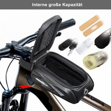 CALIYO Fahrradtasche wasserdichte Fahrrad Handyhalterung,Fahrrad Rahmentasche, mit Regenschutz für Handy unter 7,2''