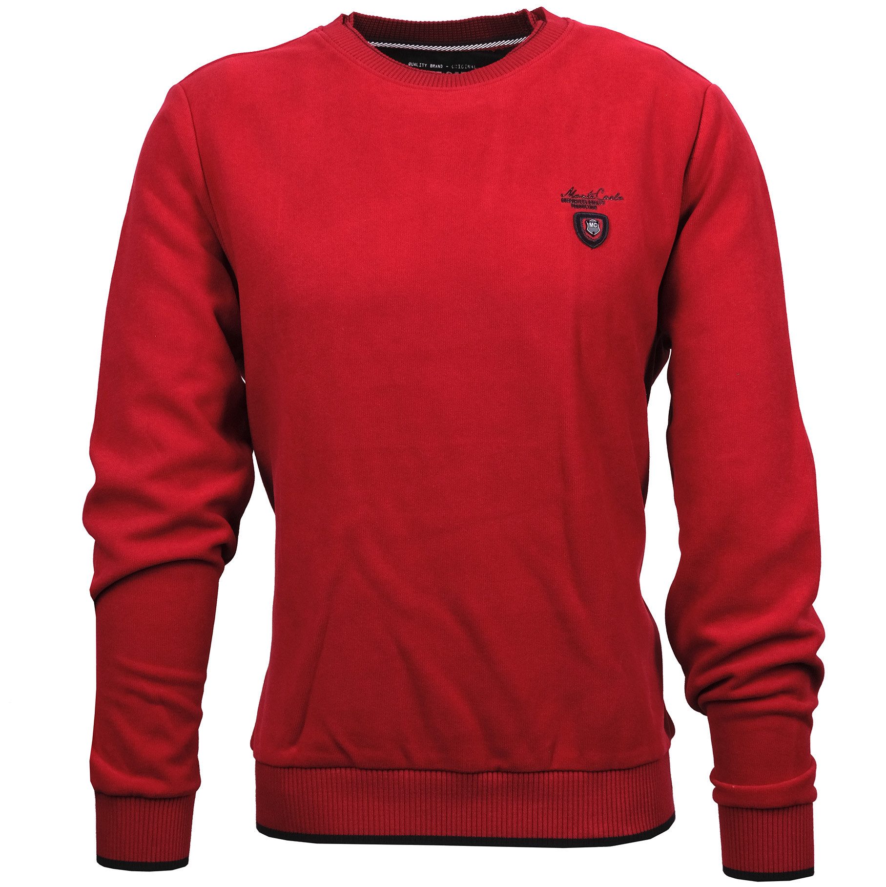 Mode Monte Carlo Sweatshirt Sweat-Shirt Rundhals Tomatenrot