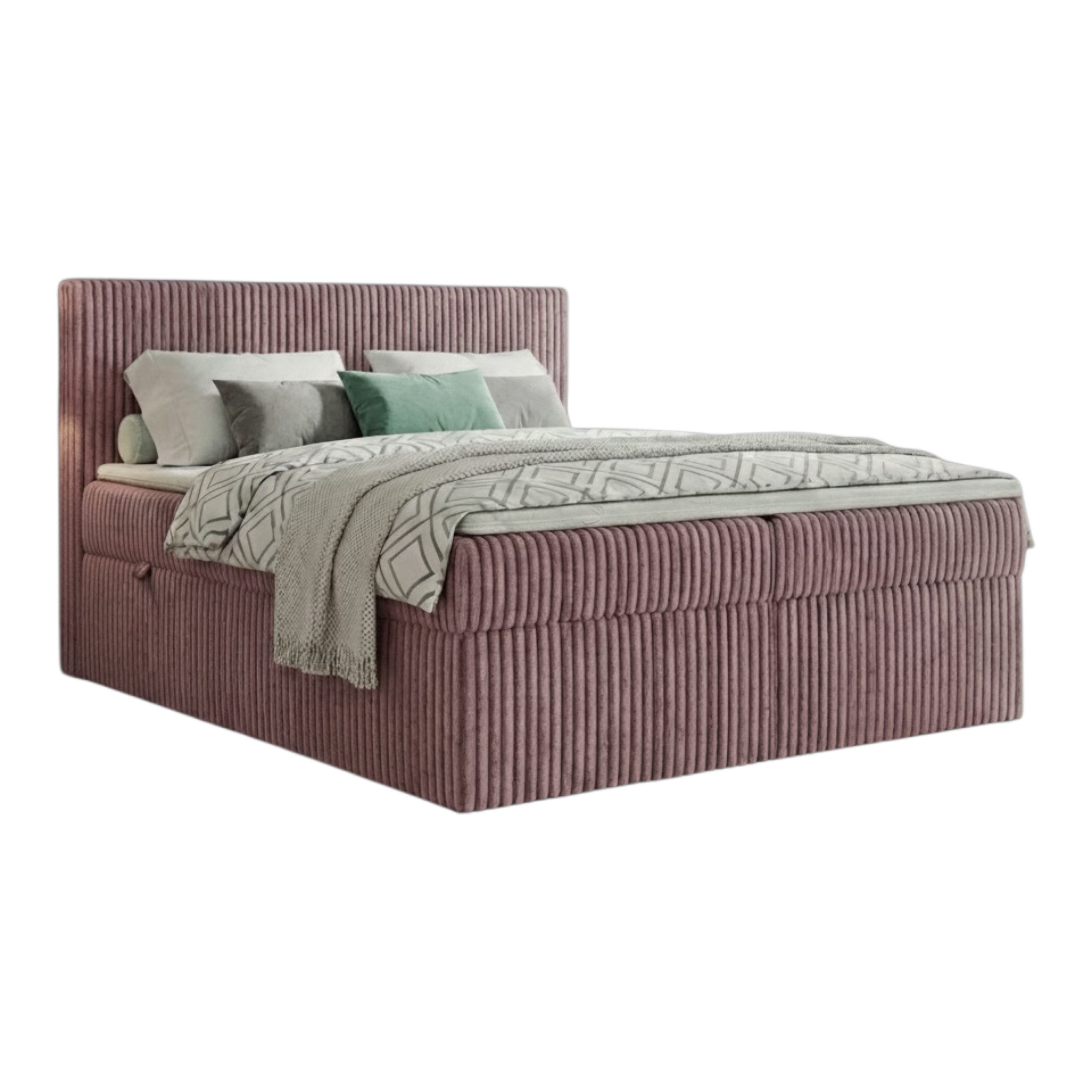 A&J MöbelLand GmbH Boxspringbett RALF mit Bettkasten, Topper und gepolstertem Kopfteil. (Boxspringbett mit Bettkasten und gepolstertem Kopfteil)