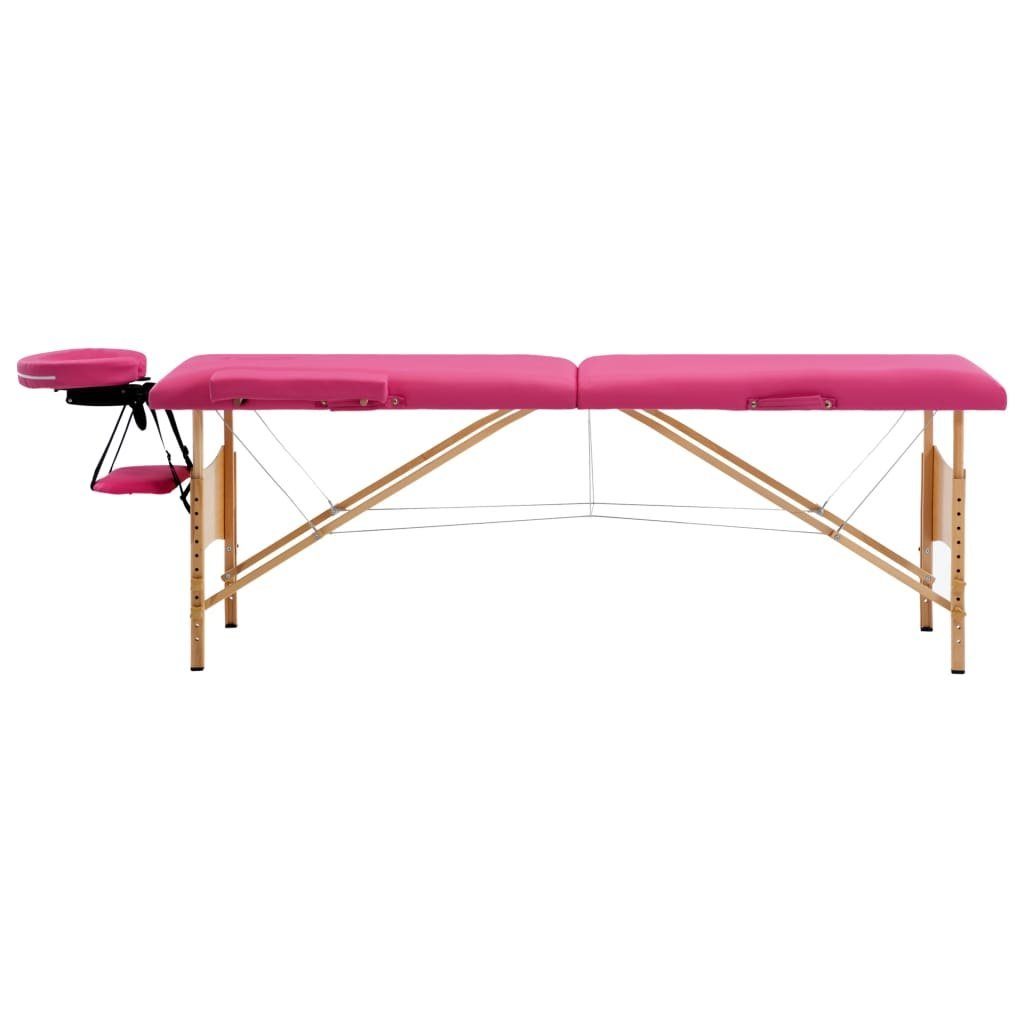 vidaXL Massageliege Massageliege Klappbar 2-Zonen mit Holzgestell Rosa