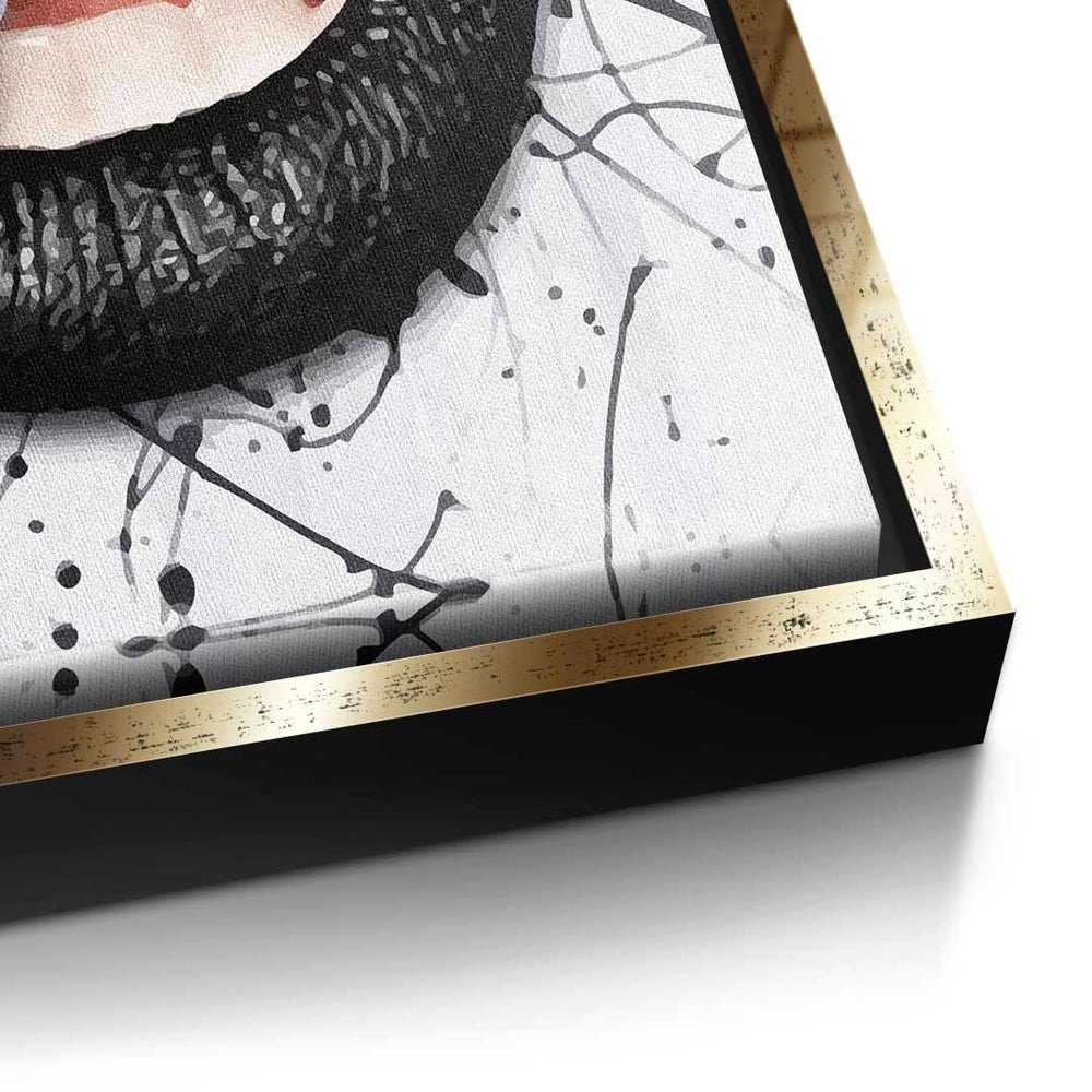 DOTCOMCANVAS® Art Premium - Leinwandbild, Wandbild - Mouth Pop - Rahmen goldener Diamond Leinwandbild Modernes