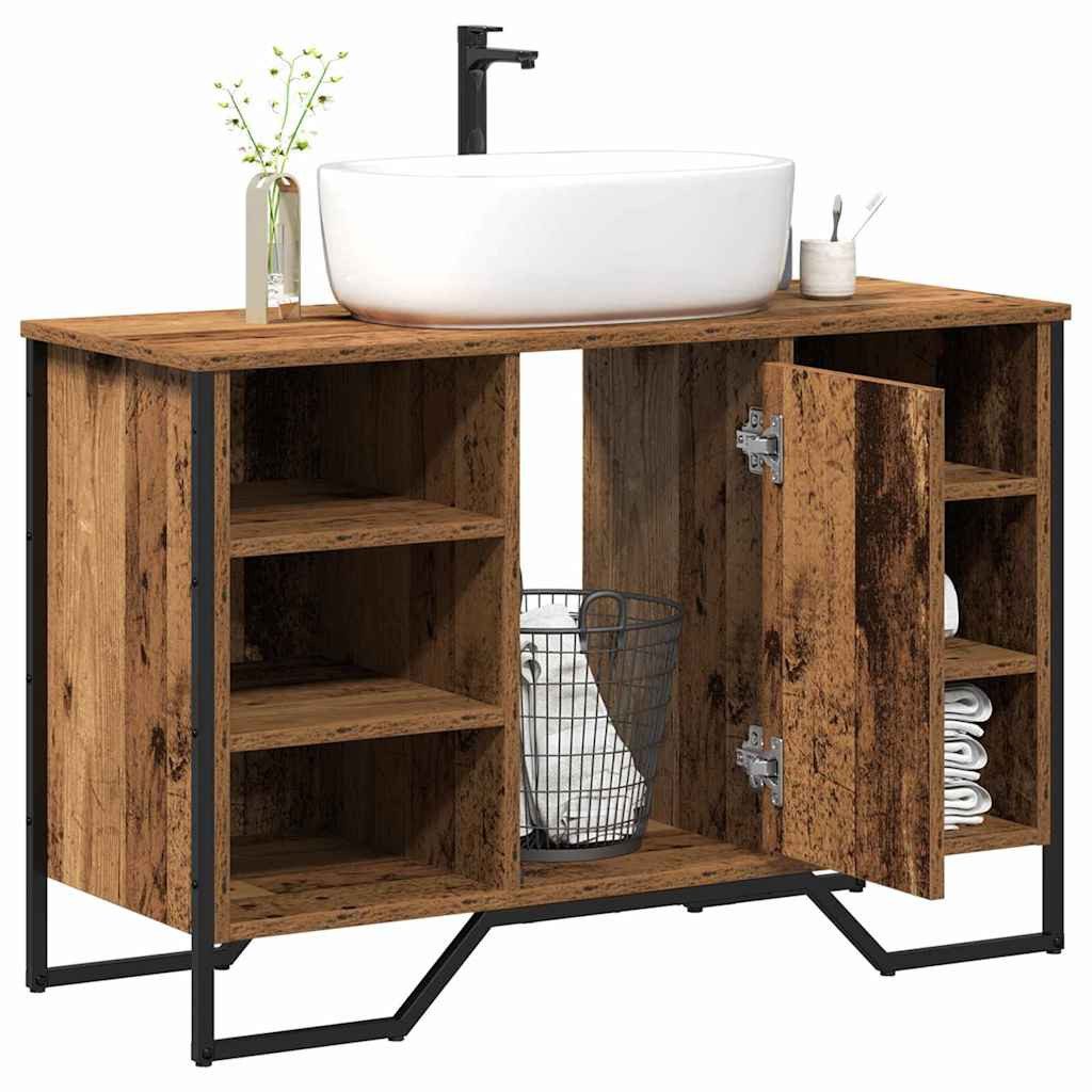 vidaXL Badezimmerspiegelschrank Waschbeckenschrank Altholz 91 x 35 x 60 cm Holzwerkstoff (1-St)