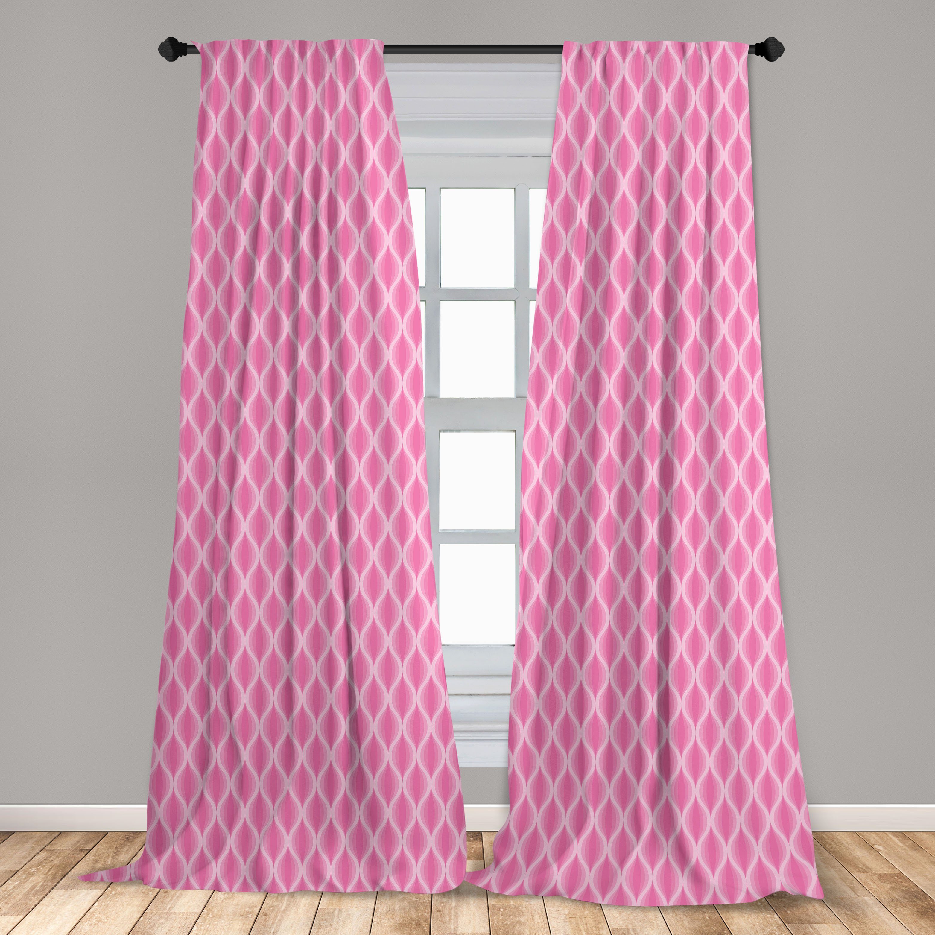 Gardine und Linie Dekor, für Microfaser, Wohnzimmer Schlafzimmer Pink Weiß Pastel Vorhang Ogee Abakuhaus,