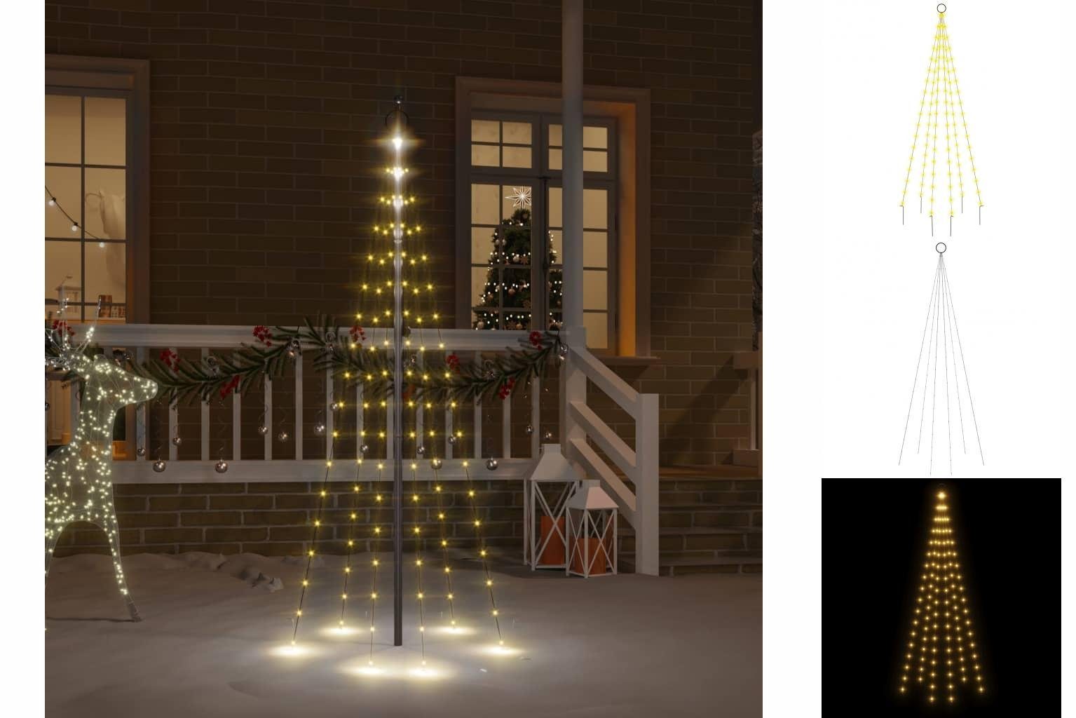 vidaXL Lichterkette LED-Weihnachtsbaum für Fahnenmast Warmweiß 108 LEDs 180 cm