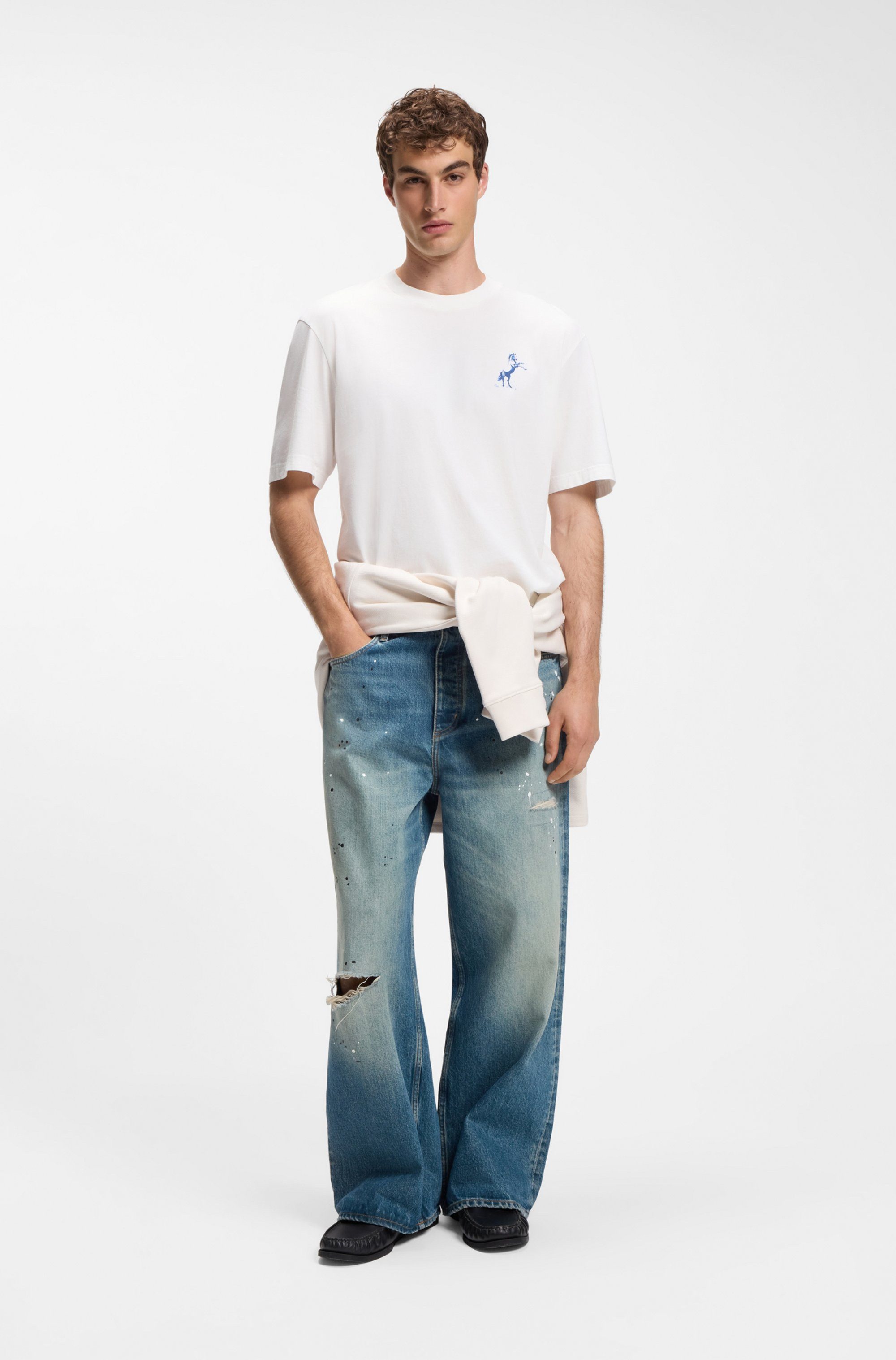HUGO T-Shirt Noxwash Rundhalsausschnitt, Regular Fit, reine Baumwolle