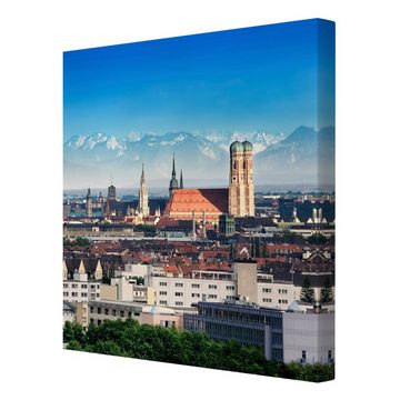 Bilderdepot24 Leinwandbild Skyline Modern Stadt München blau Bild auf Leinwand Groß XXL, Bild auf Leinwand; Leinwanddruck in vielen Größen