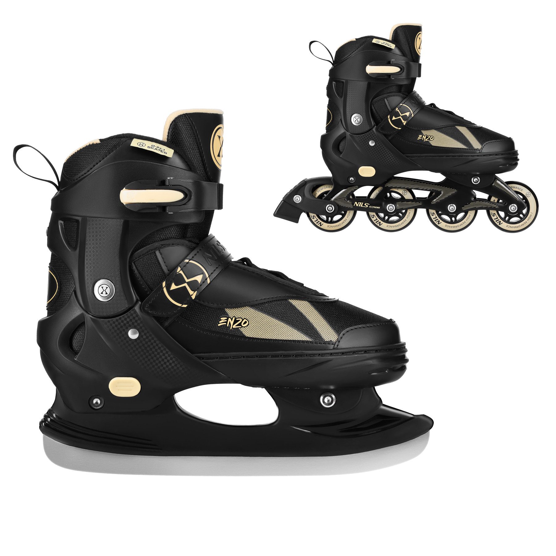 NILS EXTREME Роликовые коньки 2in1 Inliner und Schlittschuhe Ролики verstellbare Größe, für Groß und Klein, Größen 28-43